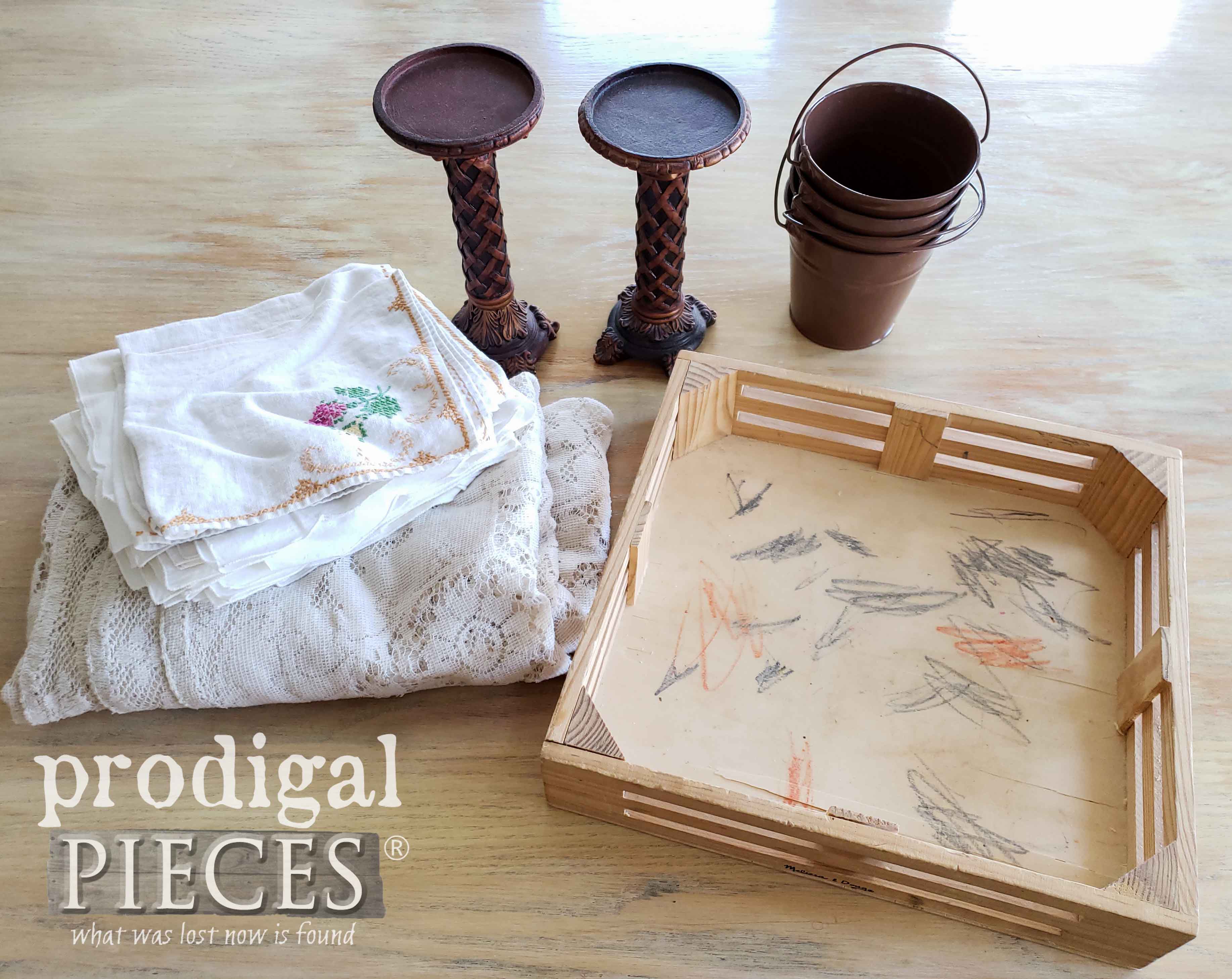 Thrifted Items for DIY Spring Centerpiece by Prodigal Pieces | prodigalpieces.com