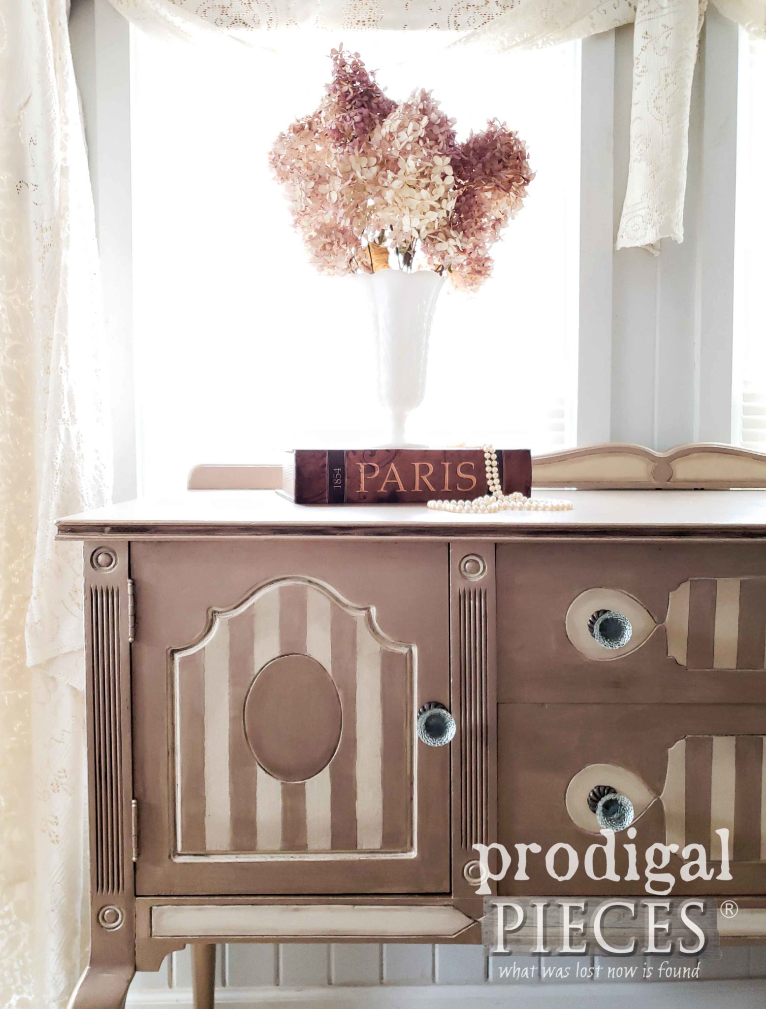 French Stripe Antique Buffet by Larissa of Prodigal Pieces | prodigalpieces.com #prodigalpieces #diy #home #furniture #homedecor #antique