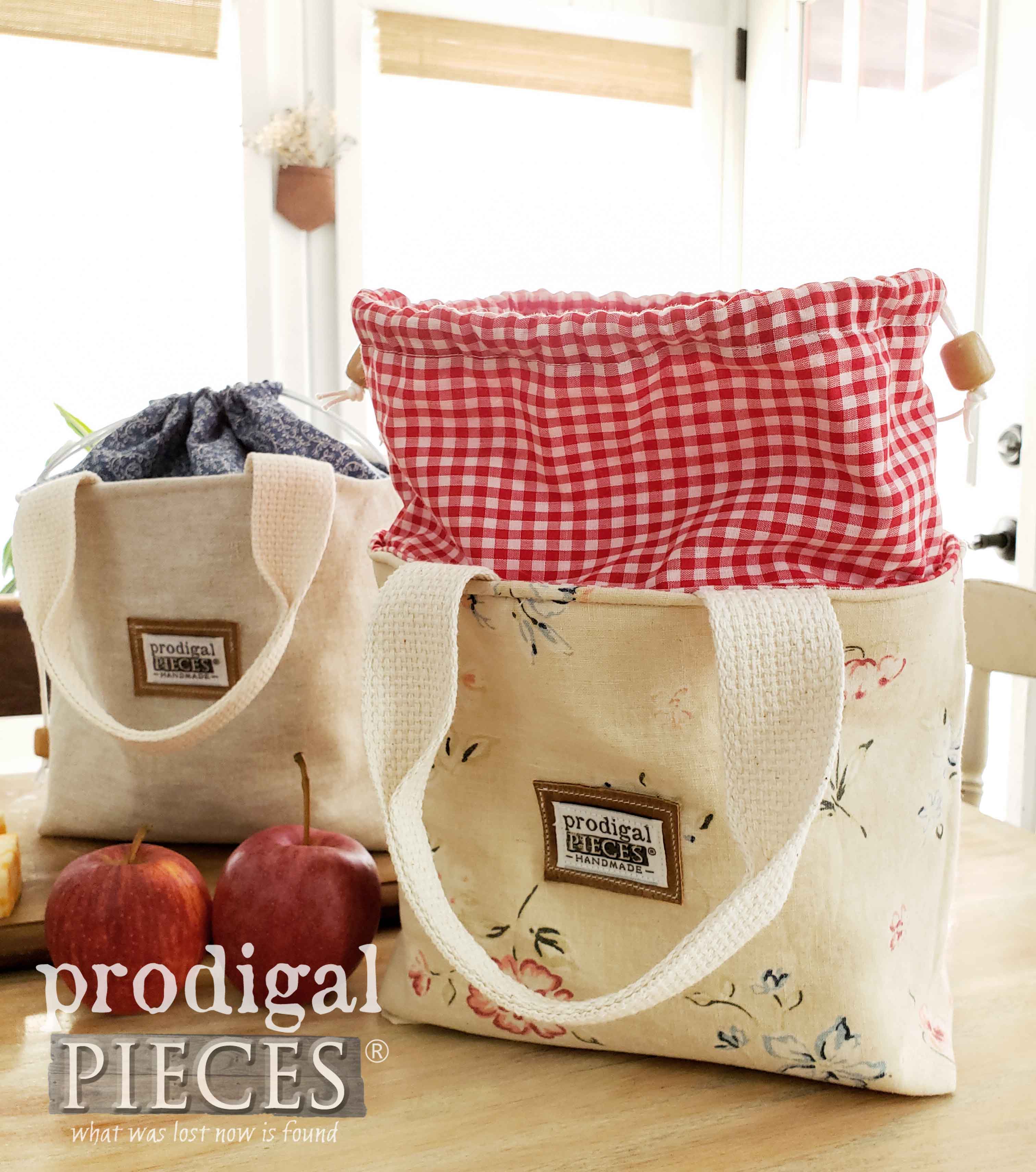Red Gingham Lunch Bag Open by Prodigal Pieces | prodigalpieces.com #prodigalpieces #handmade #fashion #sewing