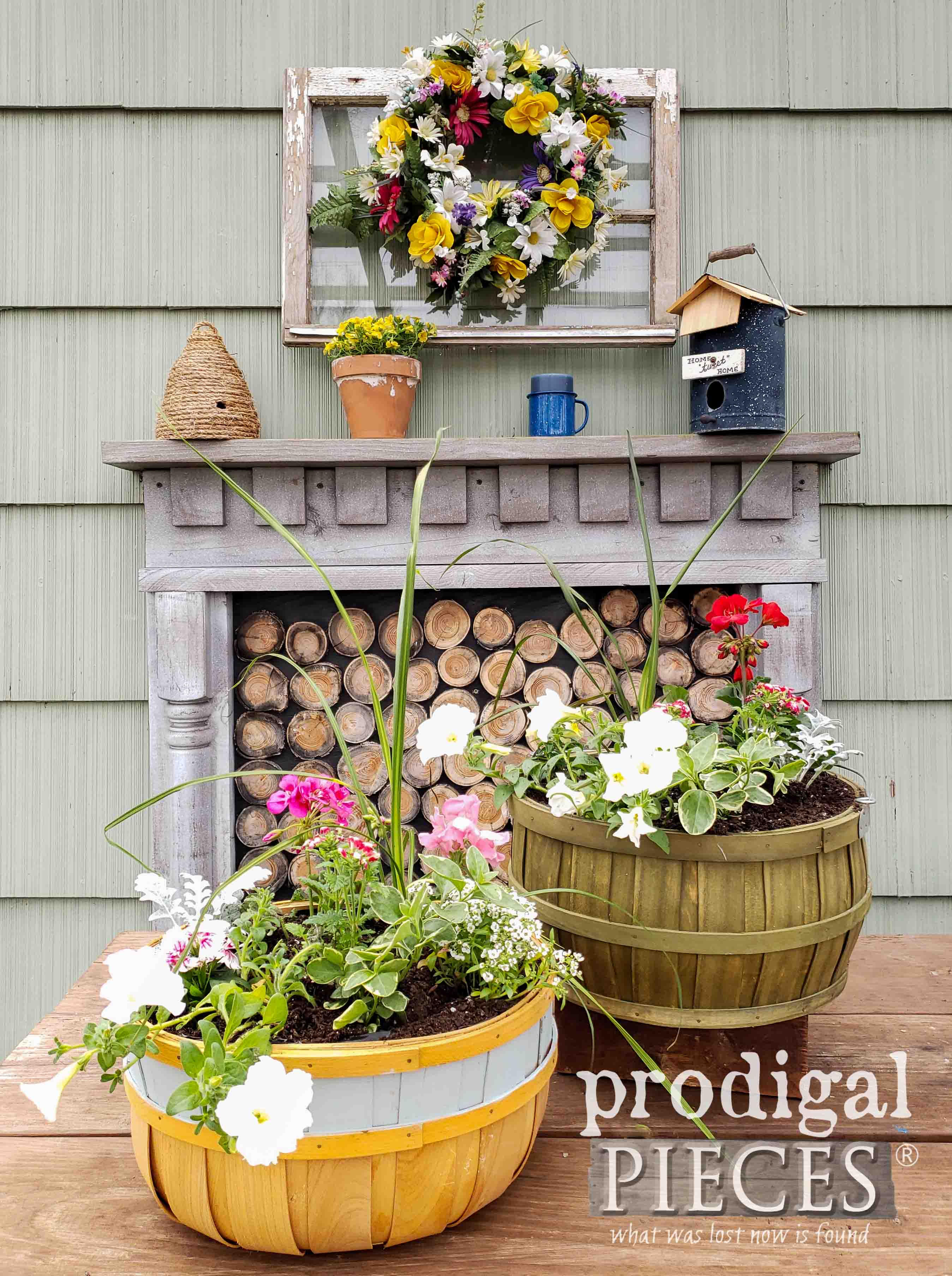 Create this beautiful Mother's Day Flower Basket with a few thrifted finds and video tutorial by Larissa of Prodigal Pieces | Details at prodigalpieces.com #prodigalpieces #flowers #mothersday #giftideas #garden #home #homedecor