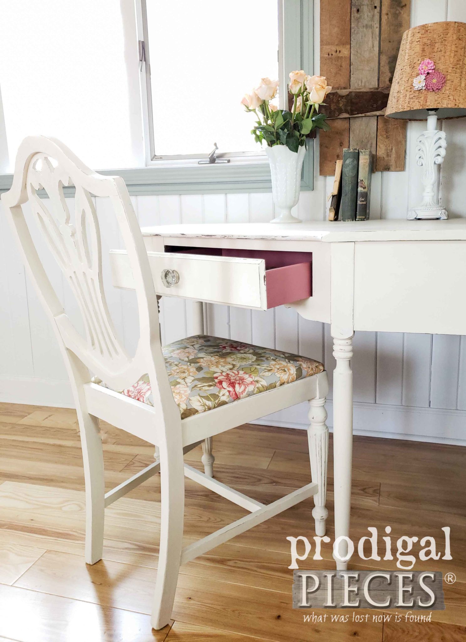Vintage Corner Writing Desk and Chair with Peek-a-Boo Drawer by Larissa of Prodigal Pieces | prodigalpieces.com #prodigalpieces #diy #furniture #home #homedecor #vintage