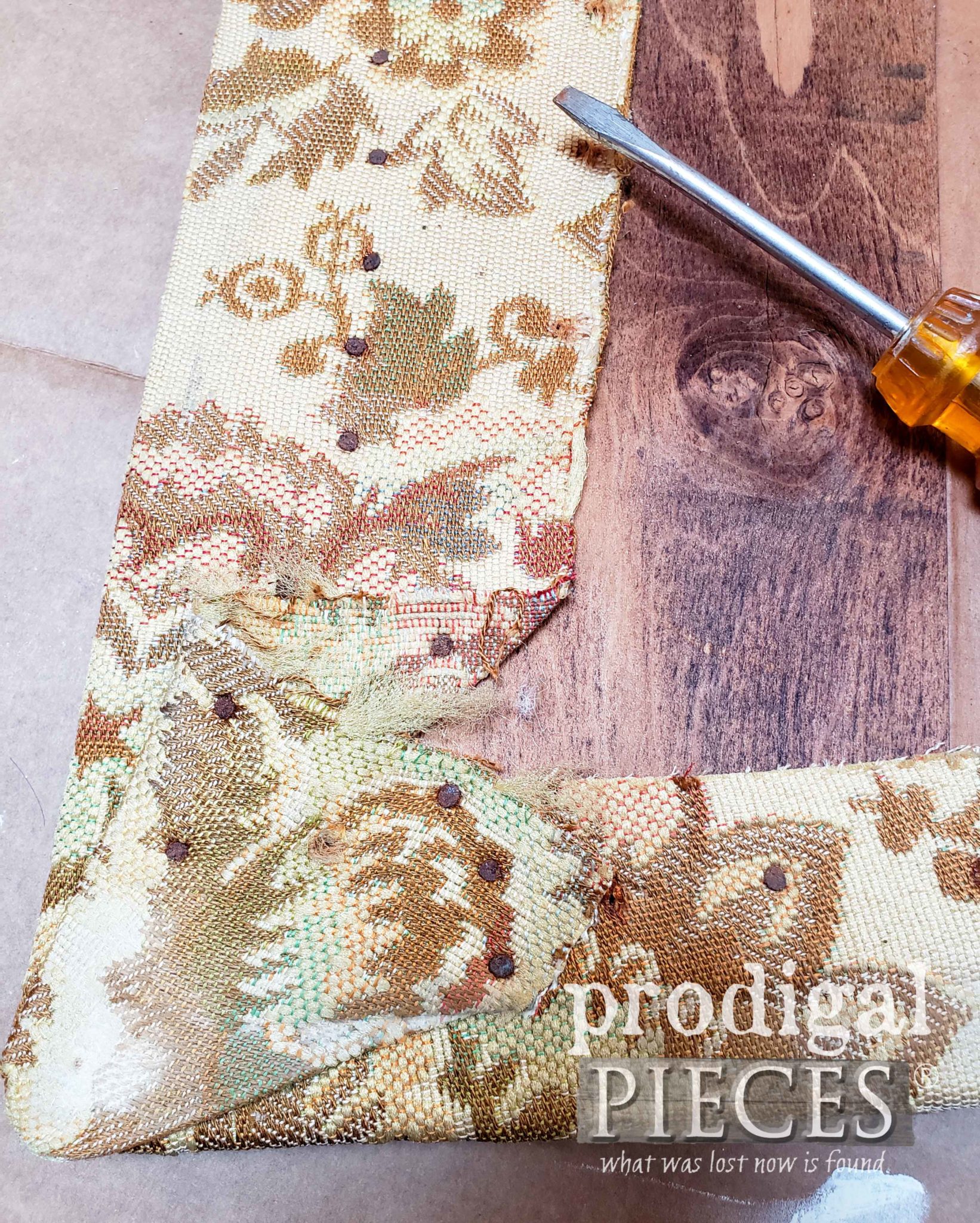 Original Upholstery on Vintage Shield Chair | prodigalpieces.com