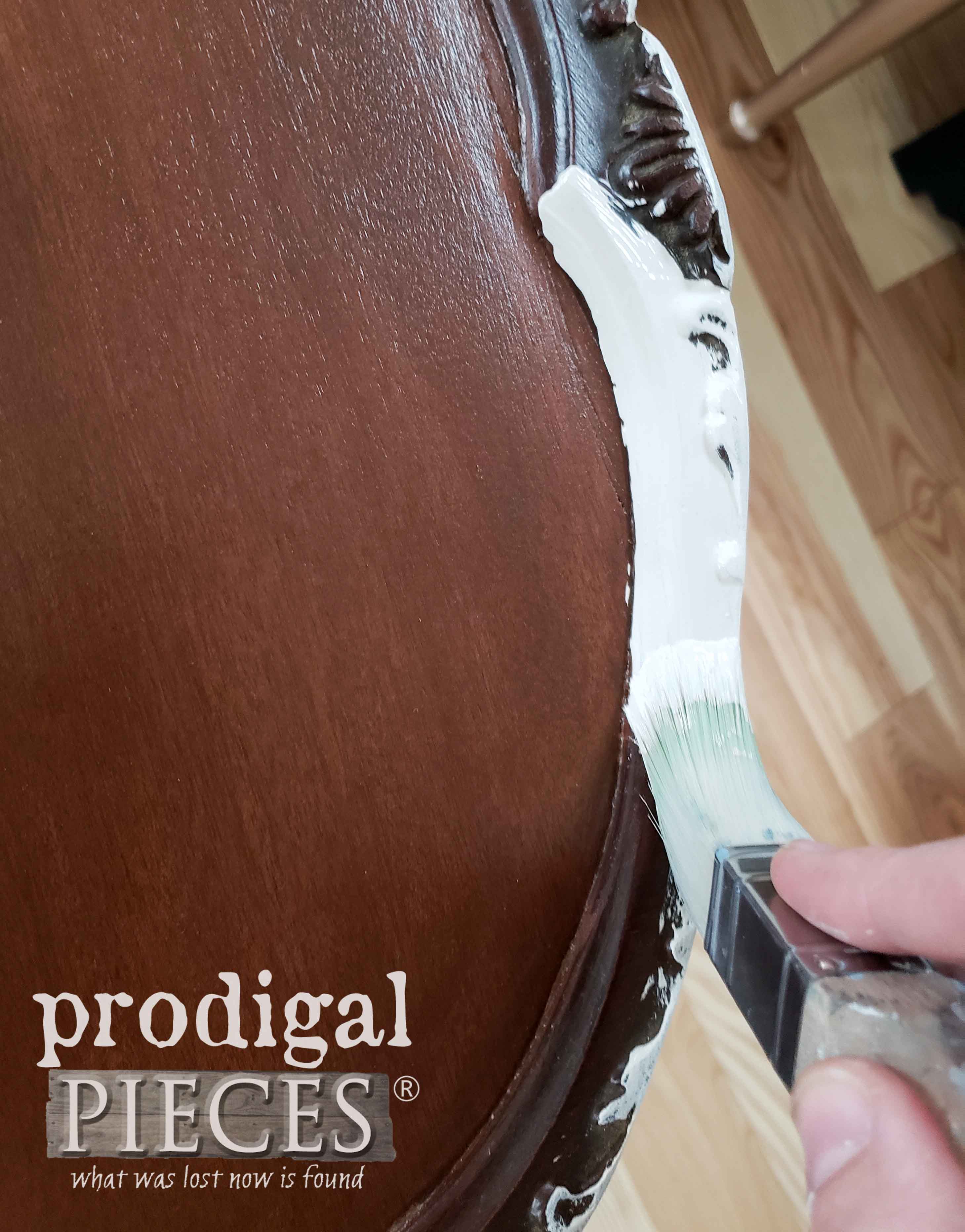 Painting Antique Pie Crust Table Edge | Brushes available at shop.prodiaglpieces.com