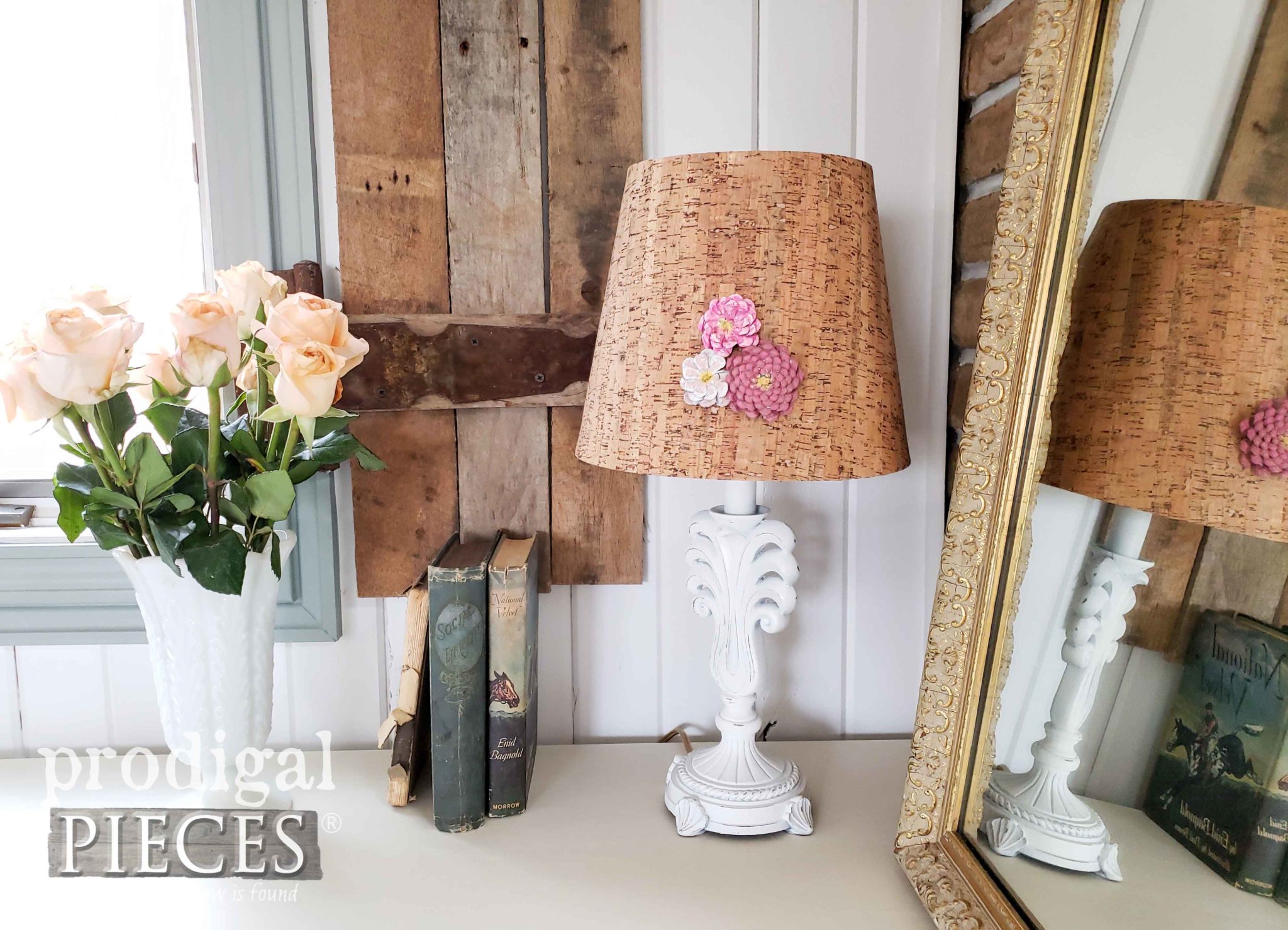DIY Pinecone Dahlia DIY Lamp by Larissa of Prodigal Pieces | prodigalpieces.com #prodigalpieces #diy #home #homedecor #flowers