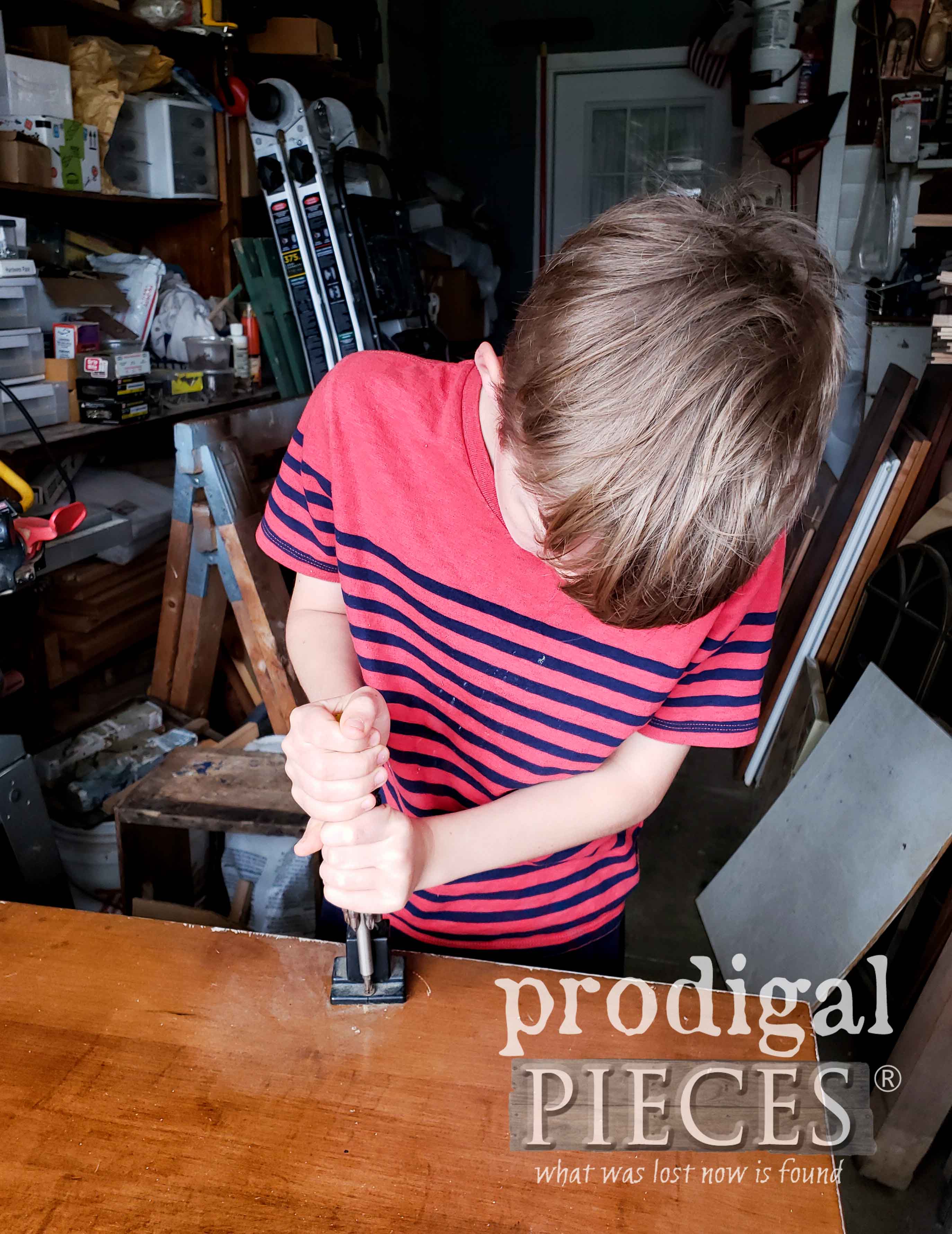 Son Helping Mama Repair Desk | prodigalpieces.com