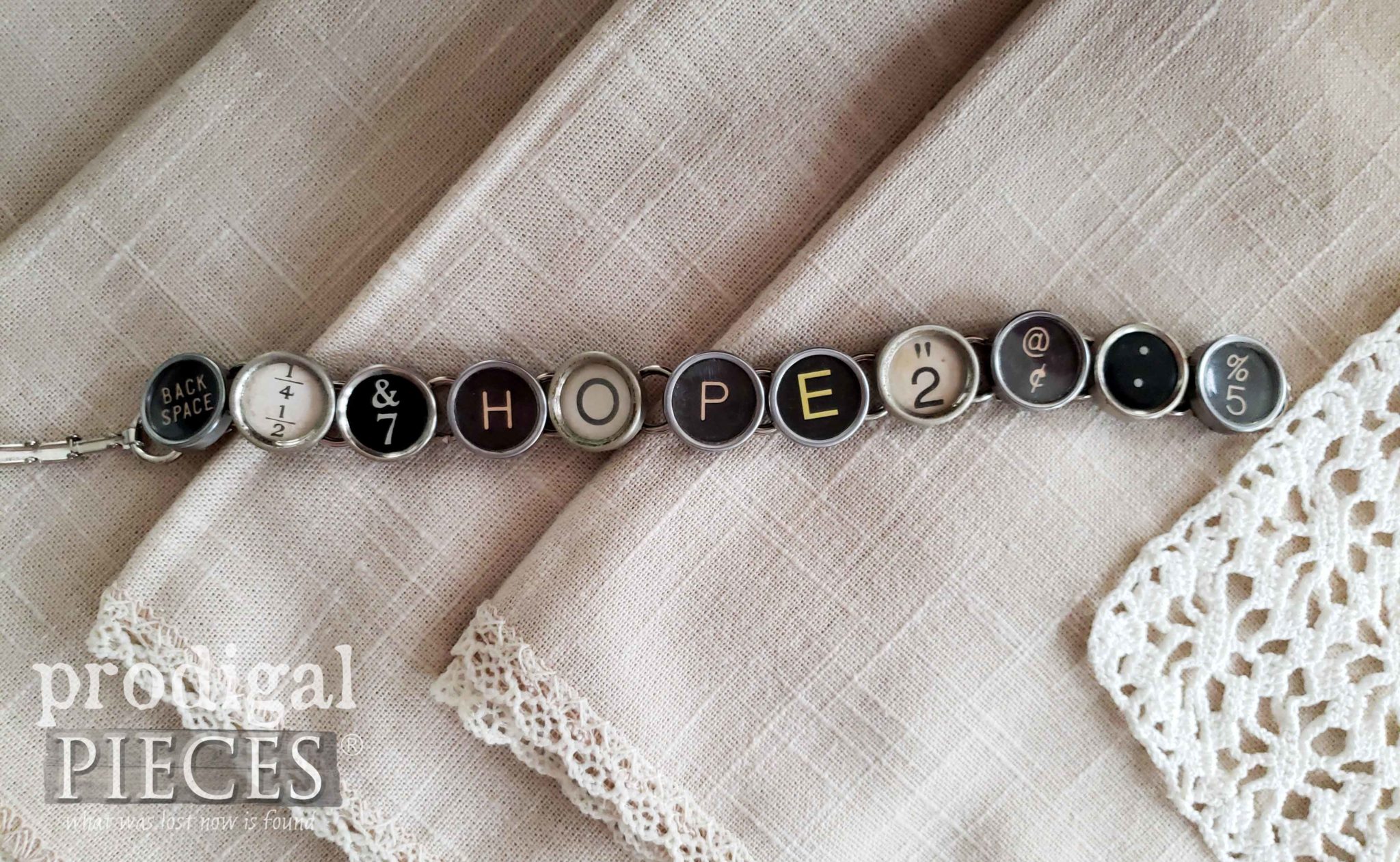 Handmade Typewriter Key Bracelet by Larissa of Prodigal Pieces | prodigalpieces.com #prodigalpieces #handmade #jewelry #fashion #mothersday