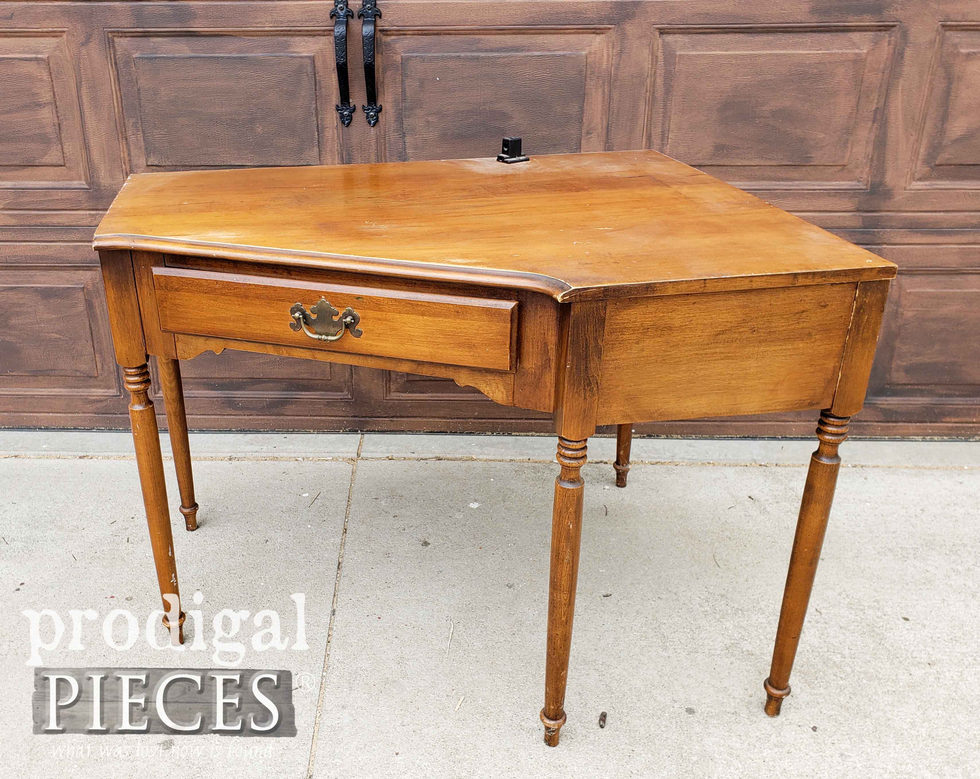 Vintage Corner Writing Desk Before Makeover by Larissa of Prodigal Pieces | prodigalpieces.com