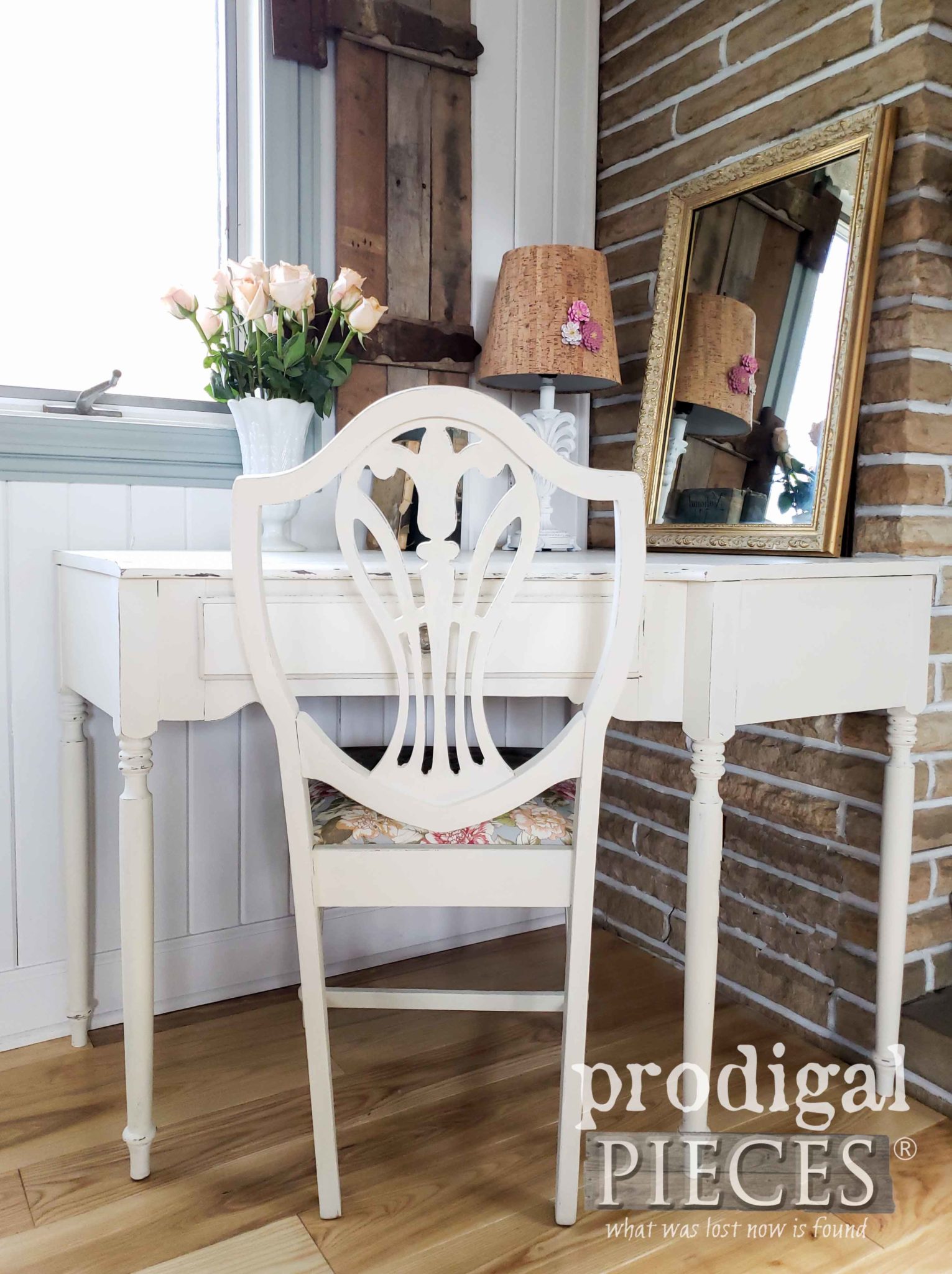 White Vintage Corner Desk Set by Larissa of Prodigal Pieces | prodigalpieces.com #prodigalpieces #furniture #home #homedecor
