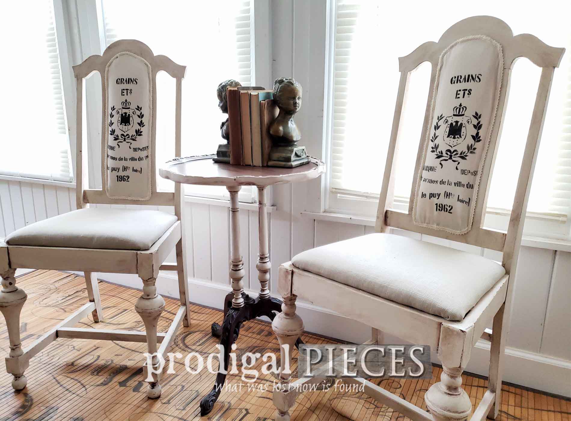 Featured DIY Grain Sack Antique Chairs Restored from the Curb by Larissa of Prodigal Pieces | prodigalpieces.com #prodigalpieces #diy #home #furniture #farmhouse #homedecor #homedecorideas