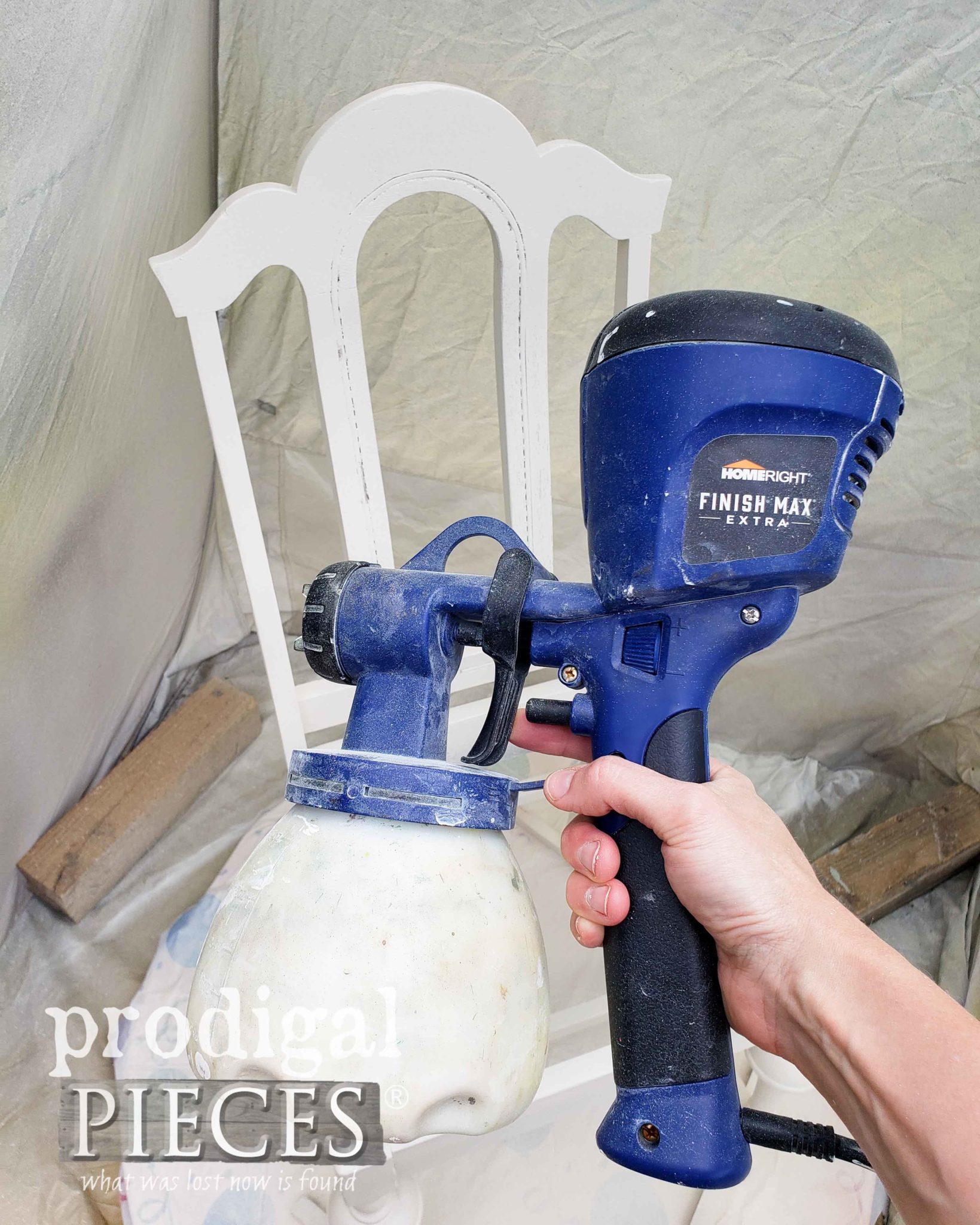 HomeRight Super Finish Max Extra Sprayer for Primer, Paint, Poly, & Stain as demonstrated by Larissa of Prodigal Pieces | prodigalpieces.com #prodigalpieces #diy #furniture #home #homedecor #tools
