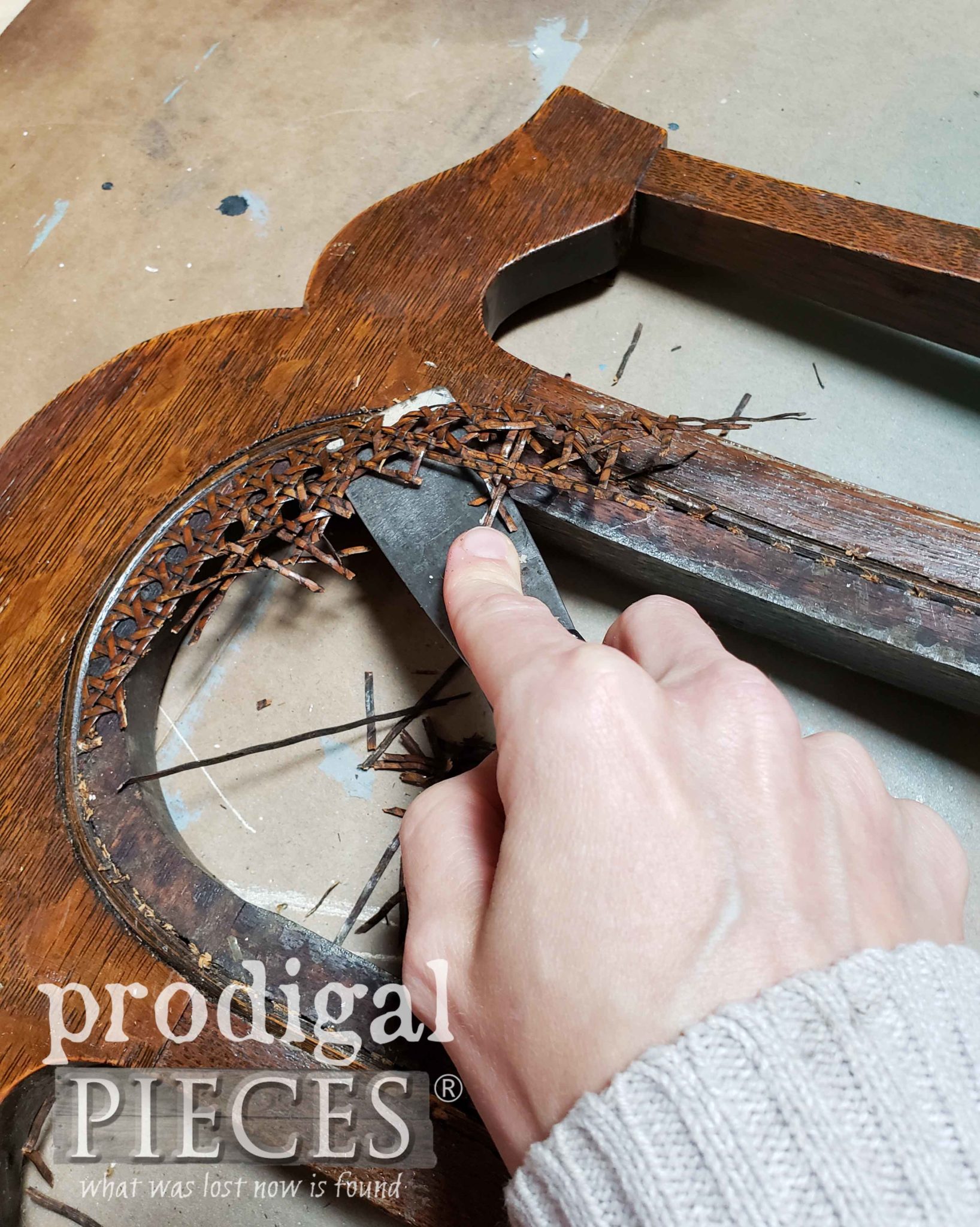 Removing Damaged Caning from Antique Dining Chairs | prodigalpieces.com