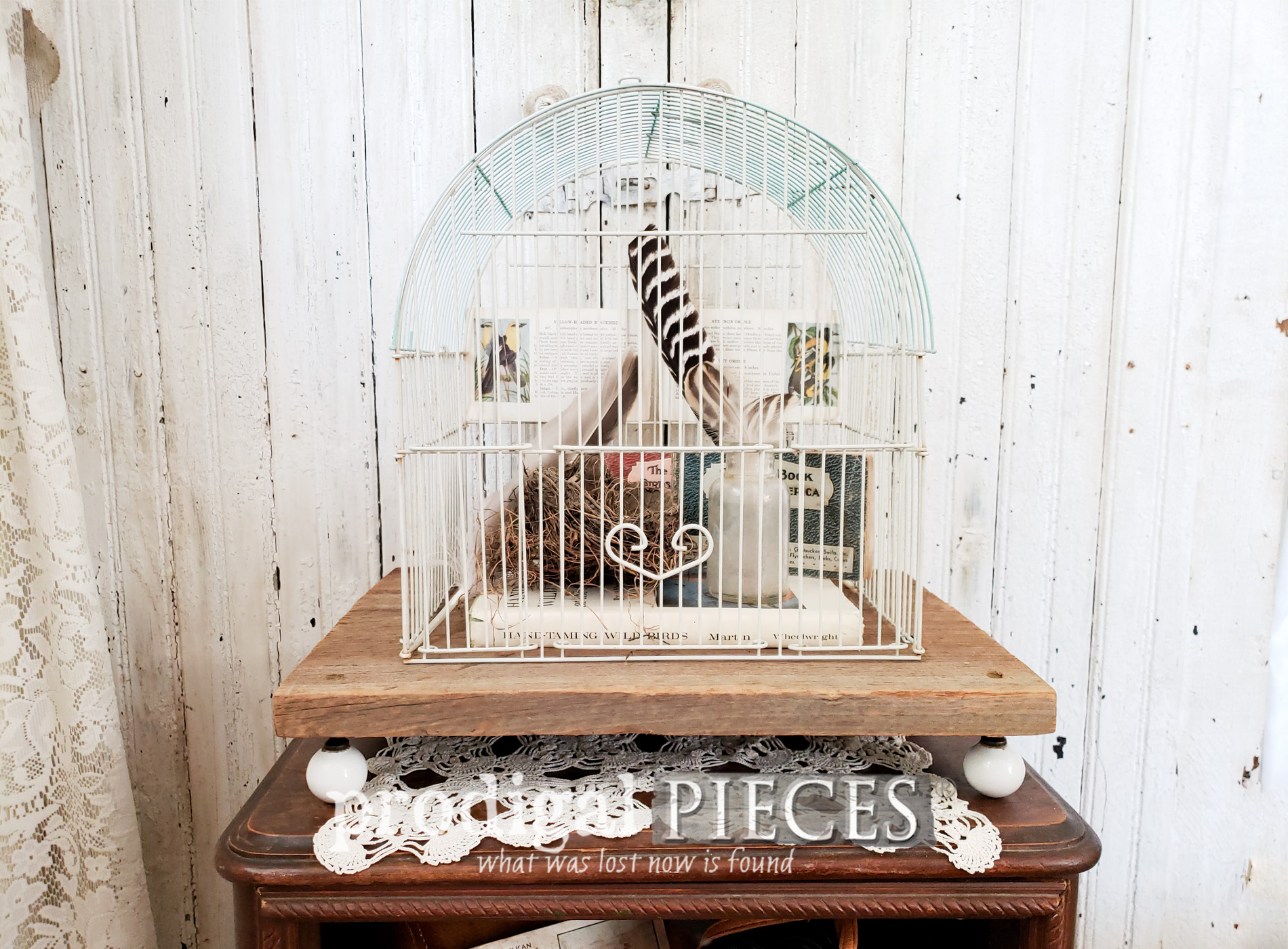 Featured Upcycled Bird Cage Made into Rustic Chic Farmhouse Decor by Larissa of Prodigal Pieces | prodigalpieces.com #prodigalpieces #diy #home #farmhouse #homedecor