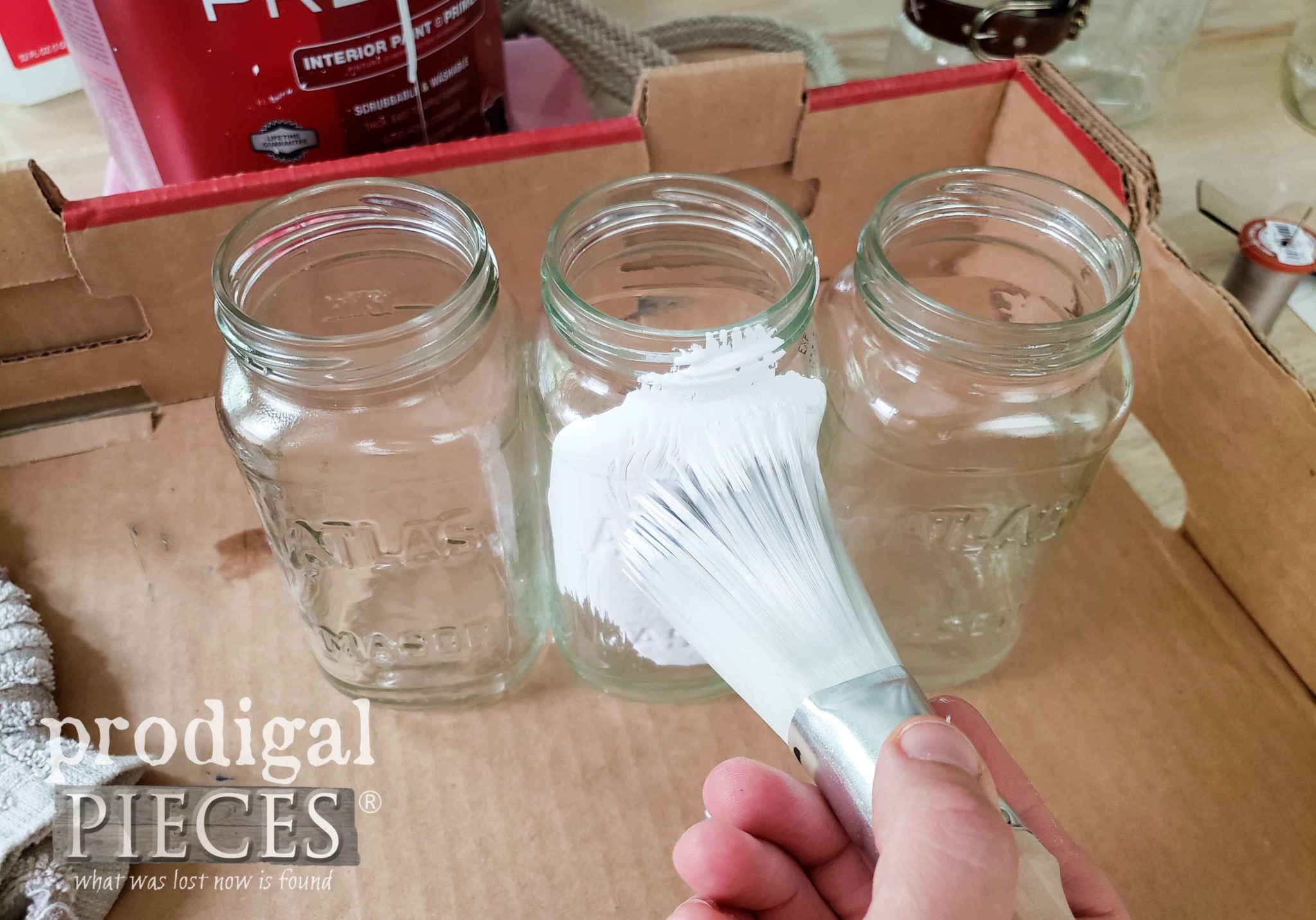 Painting Upcycled Canning Jars | prodigalpieces.com #prodigalpieces