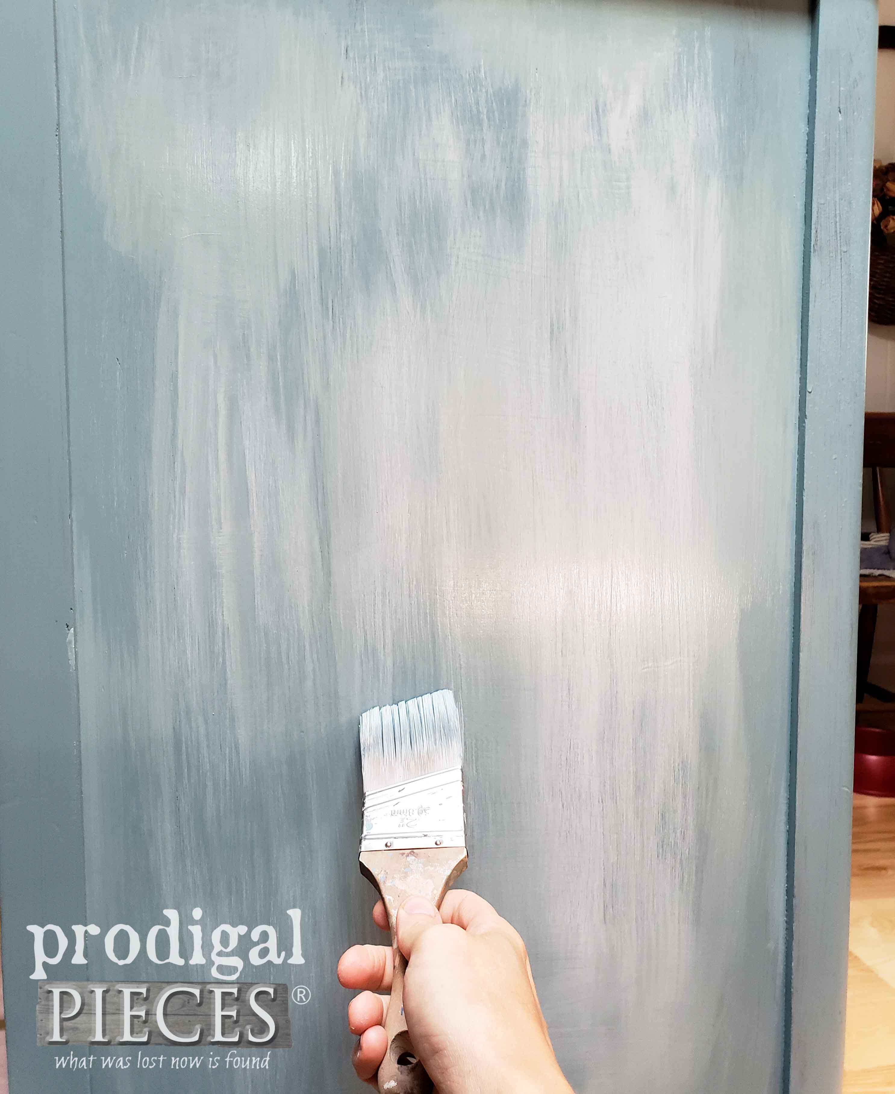 Applying White Layer of Denim Paint Technique | prodigalpieces.com 