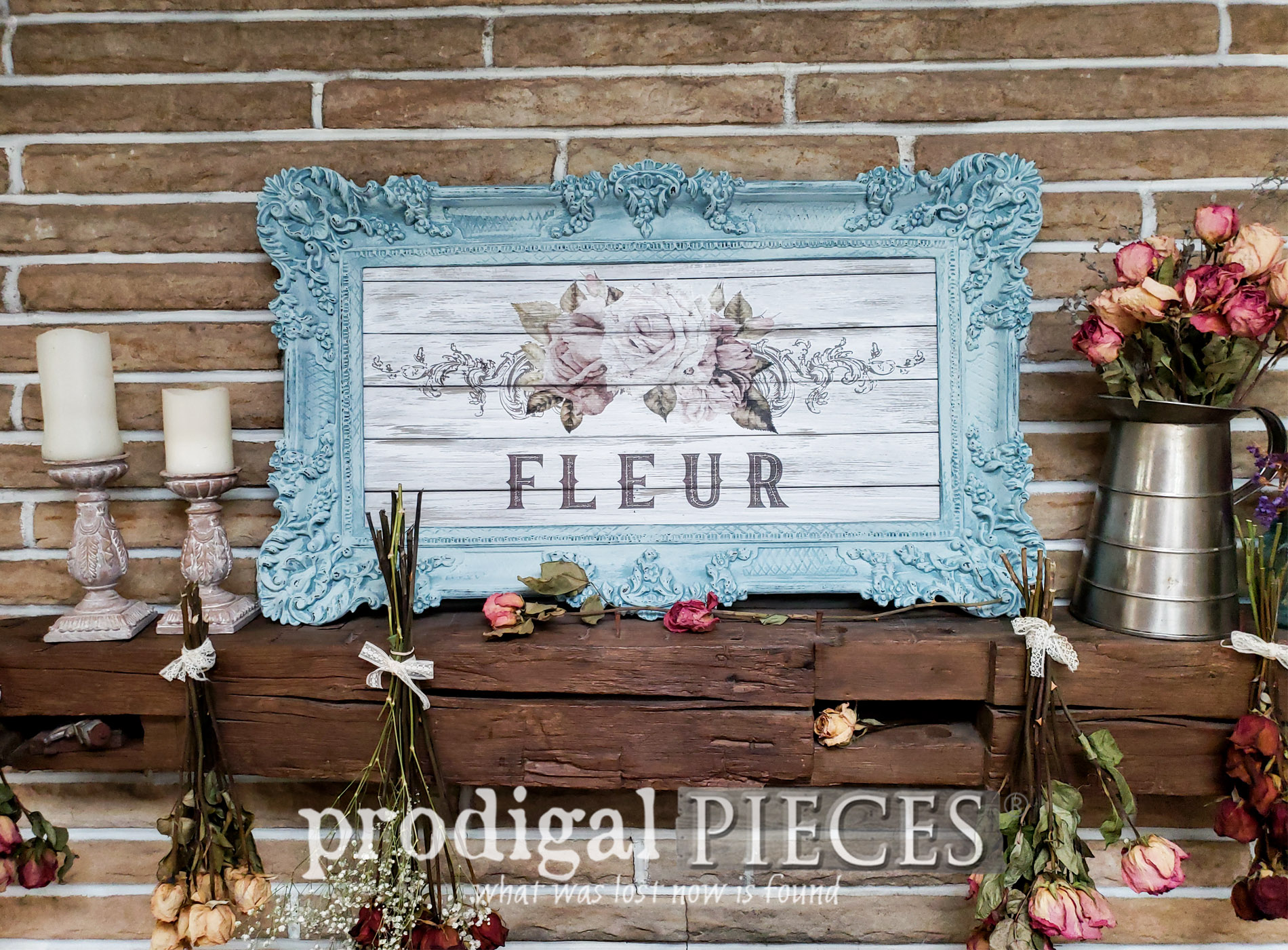 Featured Shabby Chic Wall Art Created from a Thrifted Mirror by Larissa of Prodigal Pieces | prodigalpieces.com #prodigalpieces #diy #home #homedecor #shabbychic #farmhouse