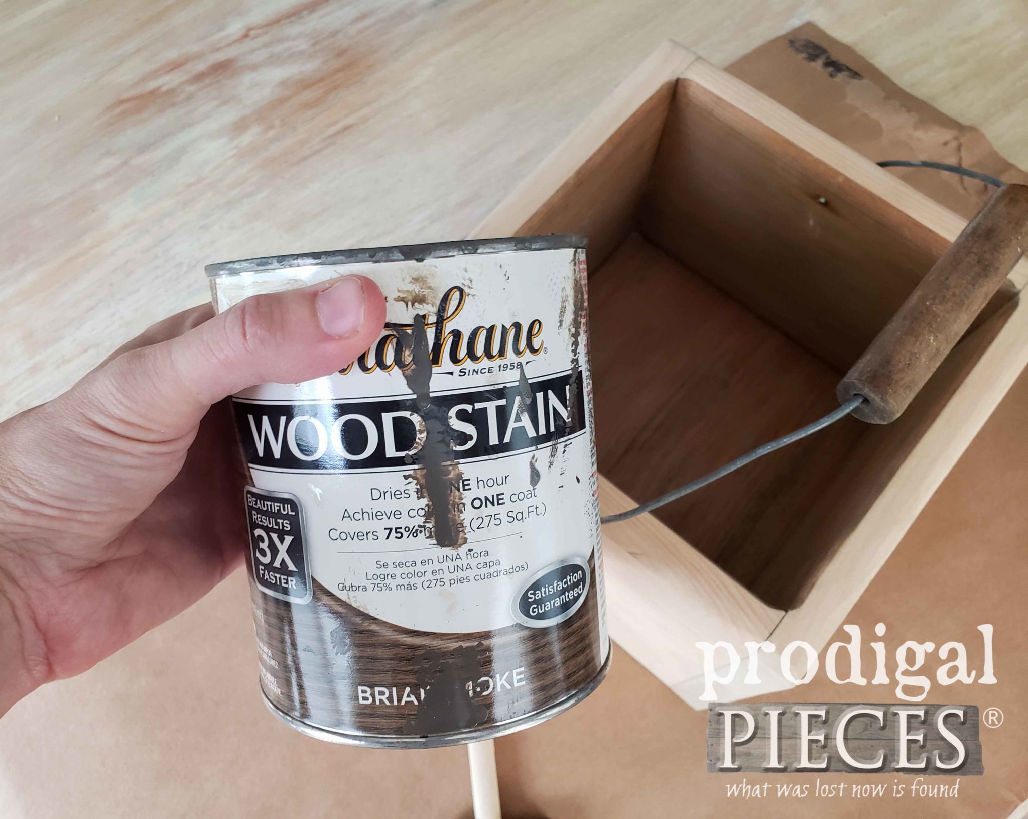 Staining Wood Caddy with Varathane Briarsmoke Stain | prodigalpieces.com
