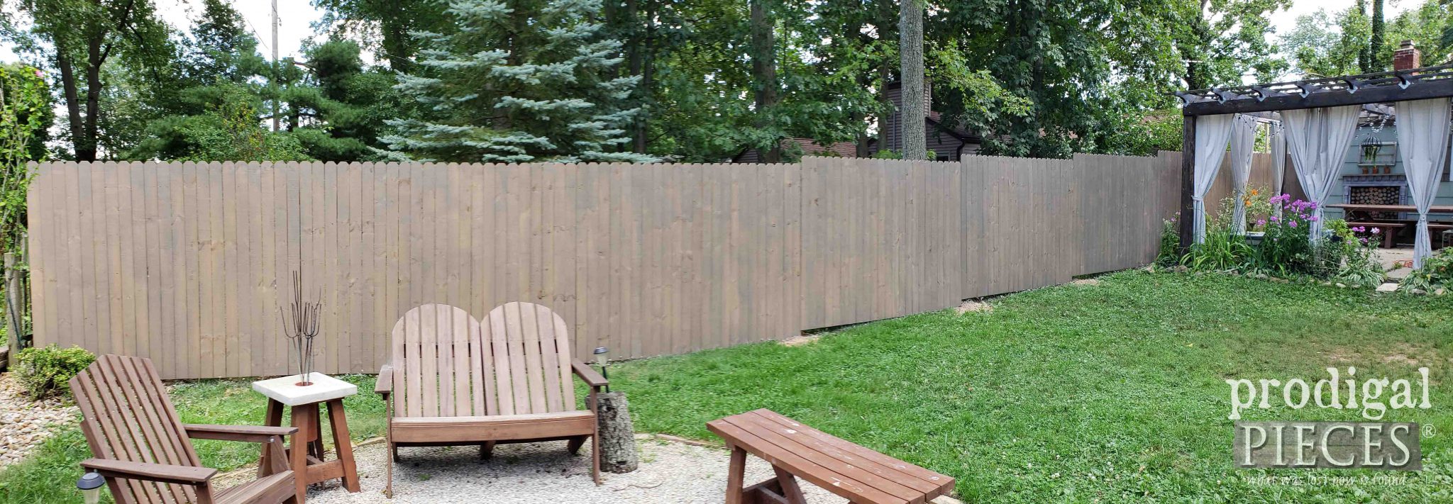 DIY Privacy Fence Finished with Boot Hill Gray Semi-Transparent Stain by Behr | Video tutorial by Larissa of Prodigal Pieces | prodigalpieces.com #prodigalpieces #diy #home #homeimprovement #outdoor