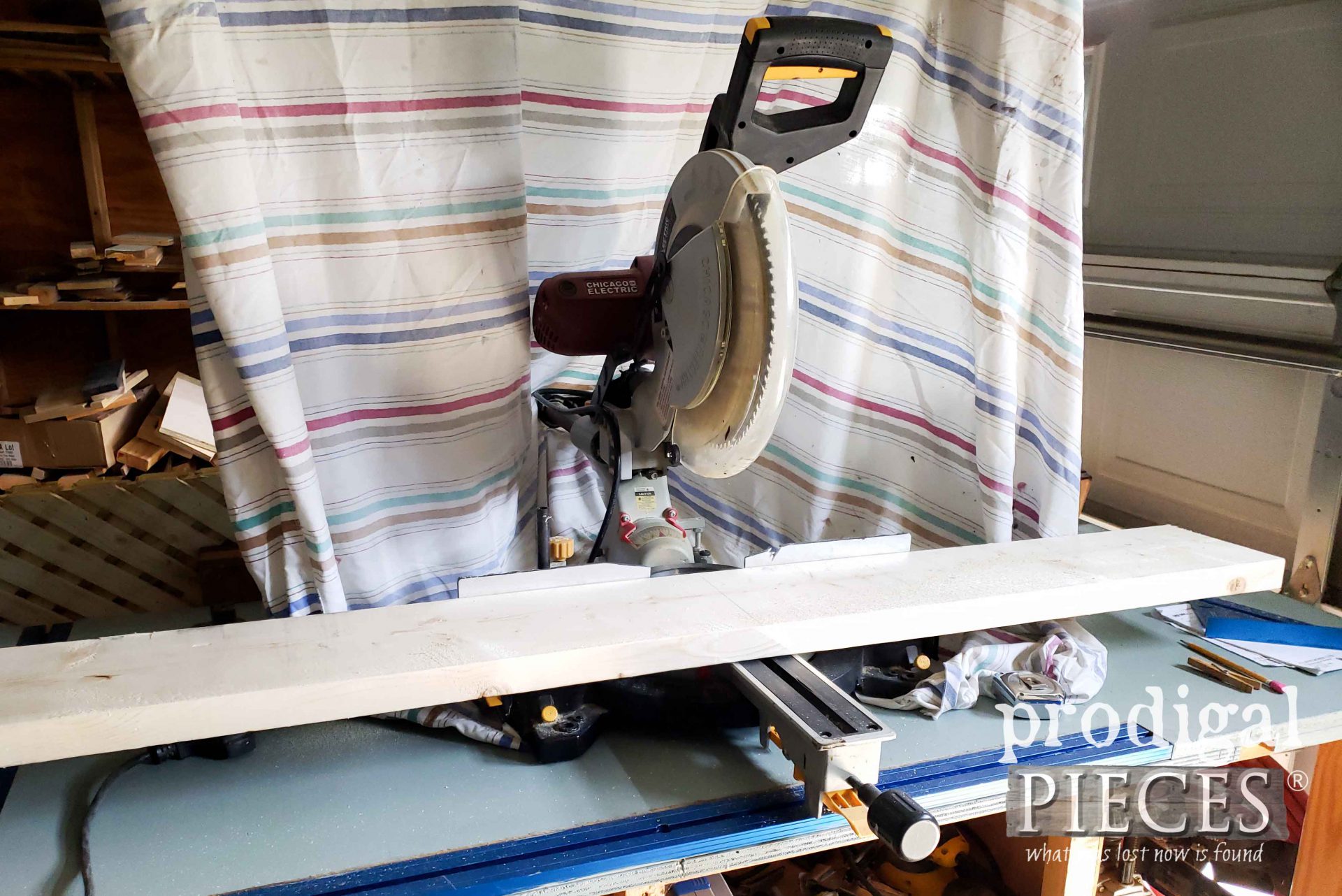 Cutting Lumber with Miter Saw | prodigalpieces.com