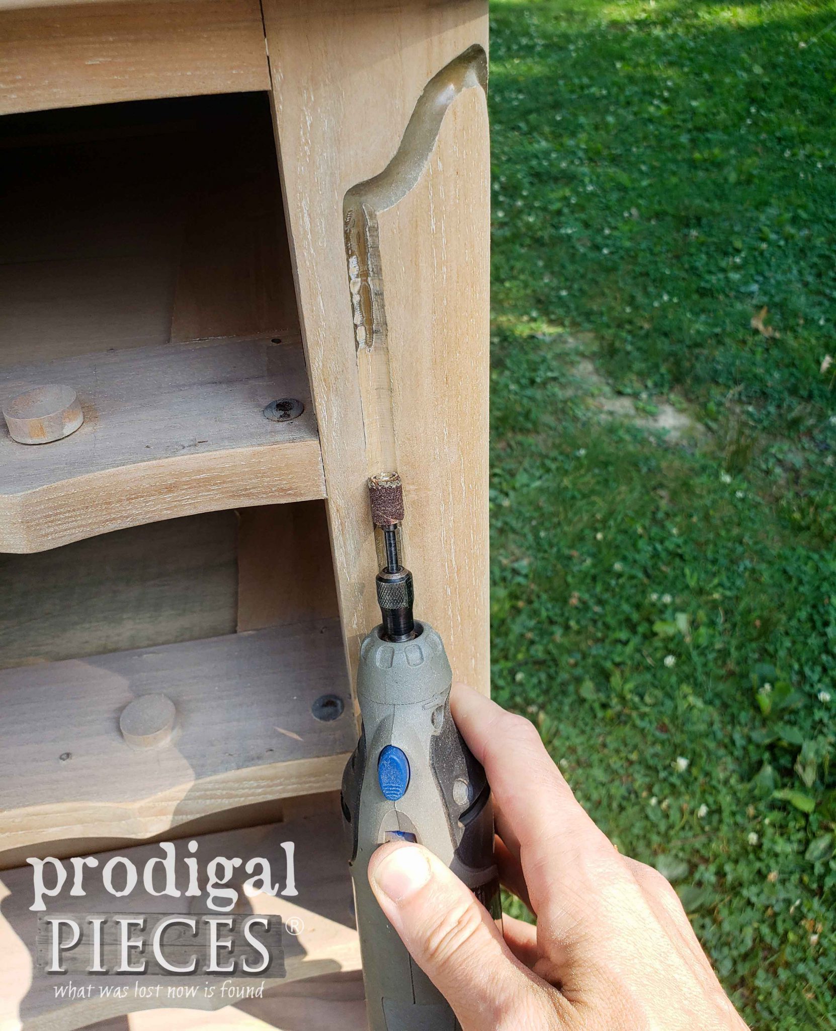 Using Dremel to Refinish Fine Details of Lingerie Chest by Prodigal Pieces | prodigalpieces.com #prodigalpieces #furniture #tools #home #homedecor