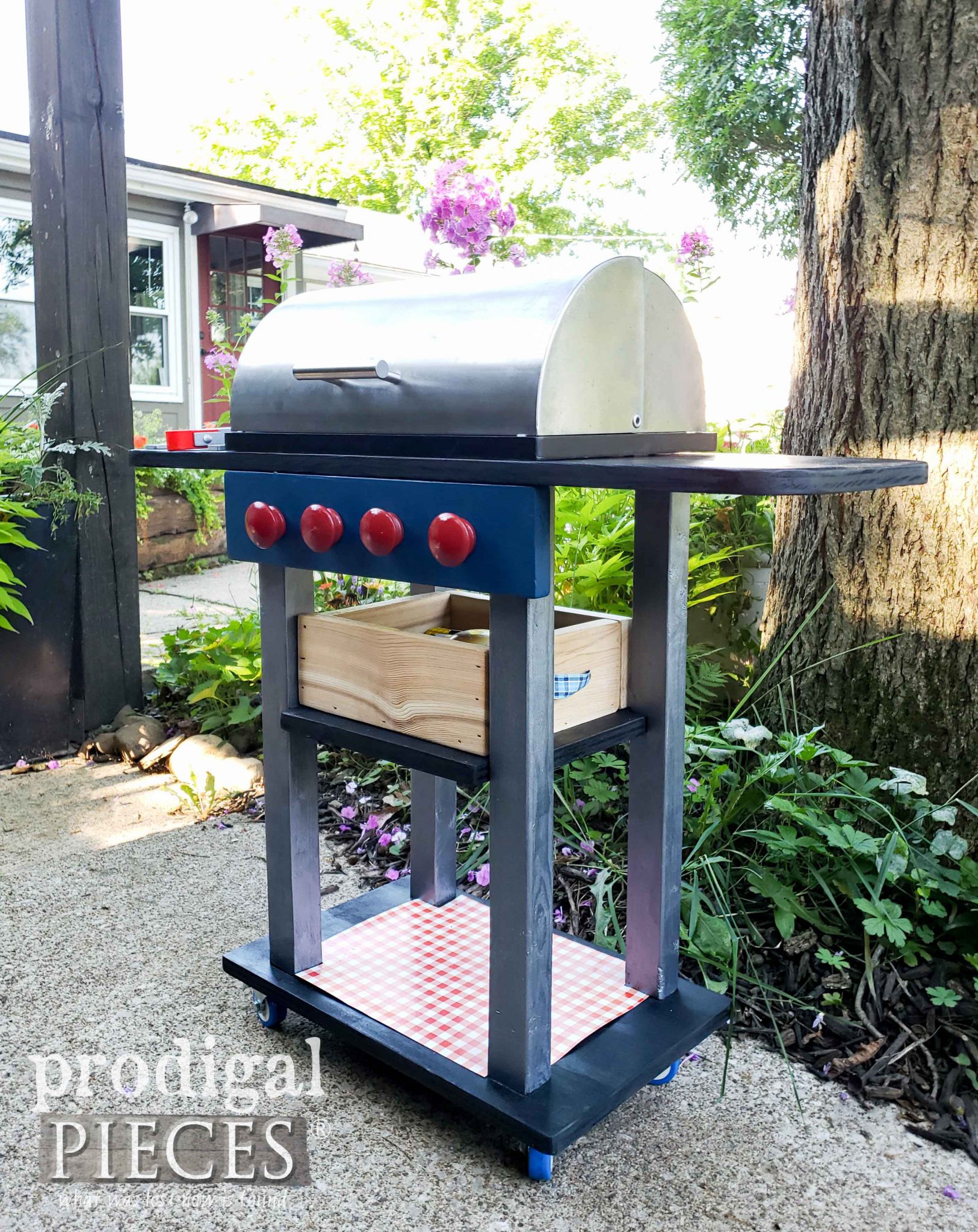 Miniature Pretend Play Grill Set with Wooden Food by Larissa of Prodigal Pieces | prodigalpieces.com #prodigalpieces #handmade #home #toys #kids #pretend