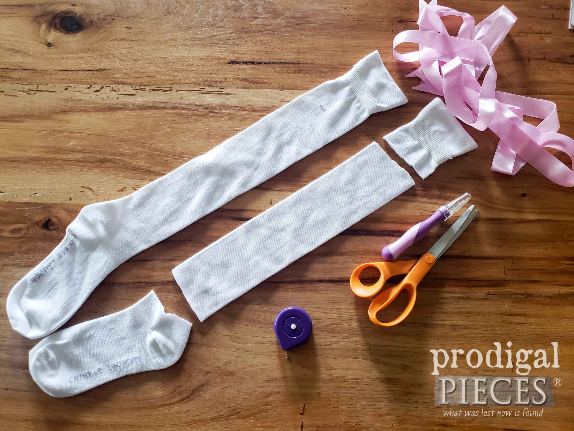 How to cut a sock for an upcycled sock doll | prodigalpieces.com #prodigalpieces