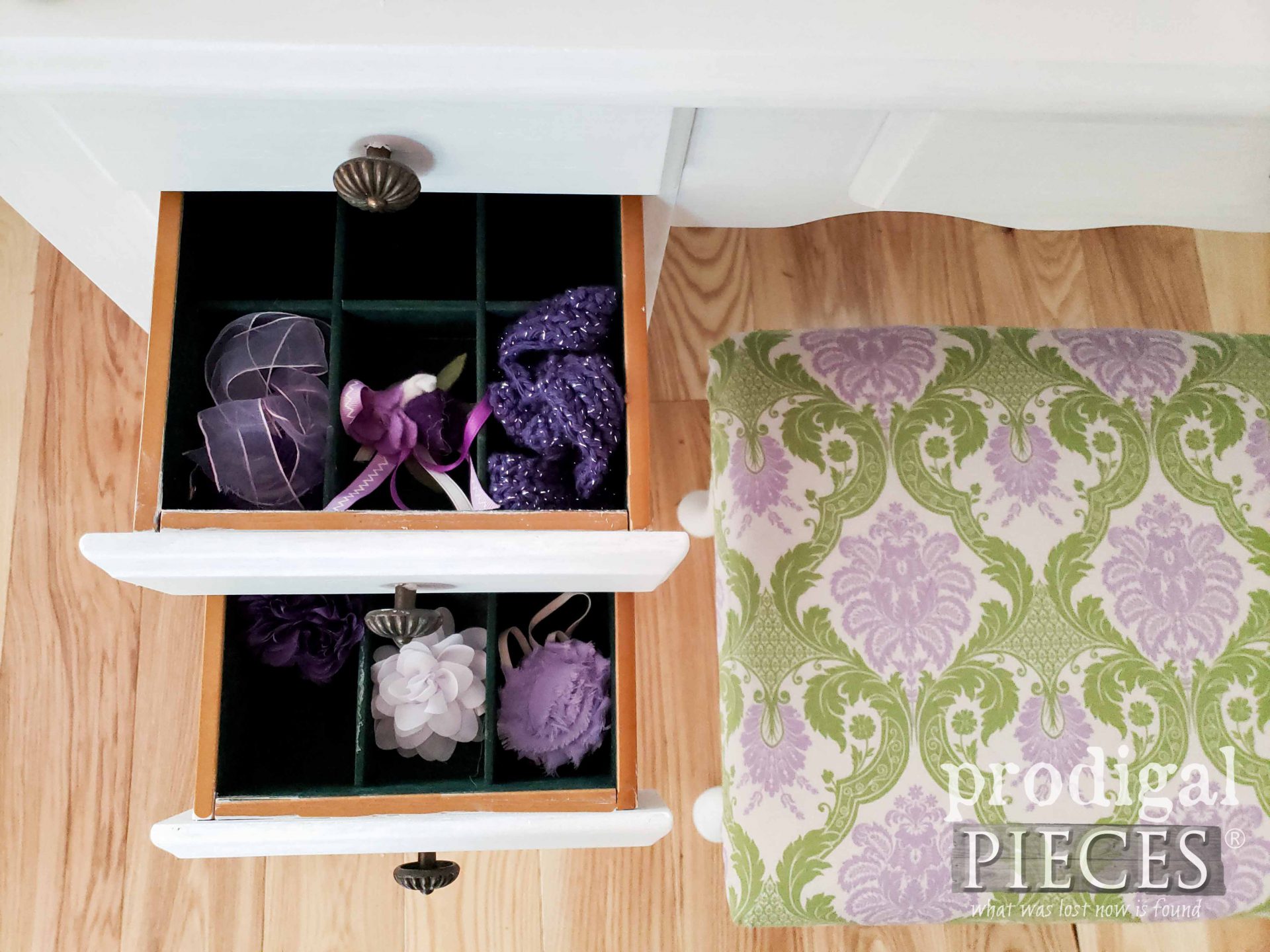 Hair Accessory Drawer in Girls Vanity Table Set by Prodigal Pieces | prodigalpieces.com #prodigalpieces #diy #furniture #home #homedecor