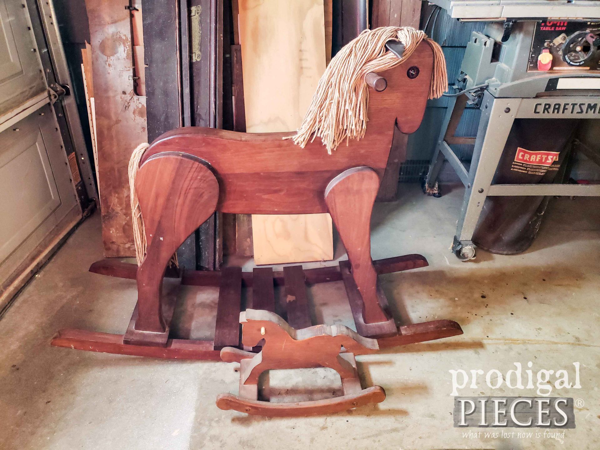 Handmade Vintage Rocking Horse with Mini Me Before makeover by Larissa of Prodigal Pieces | prodigalpieces.com #prodigalpieces