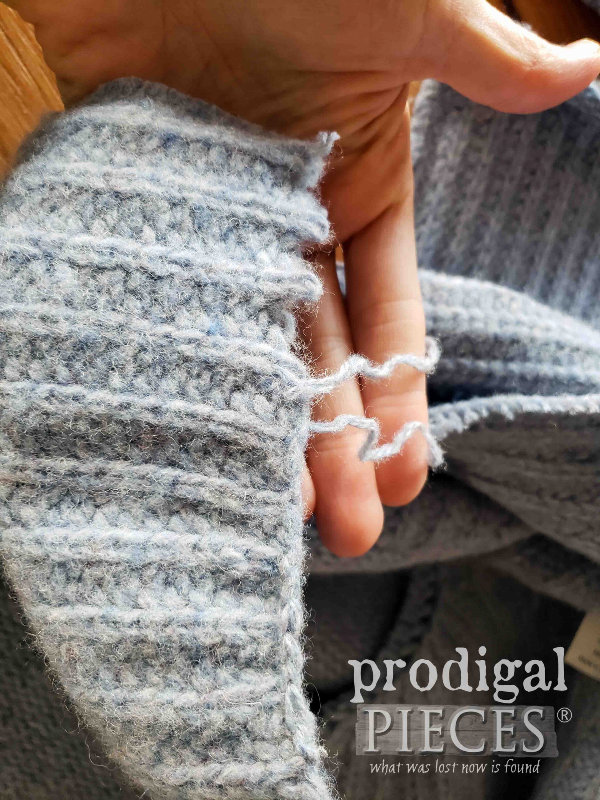 Unraveling Thrifted Wool Sweater for DIY Dryer Balls | prodigalpieces.com #prodigalpieces