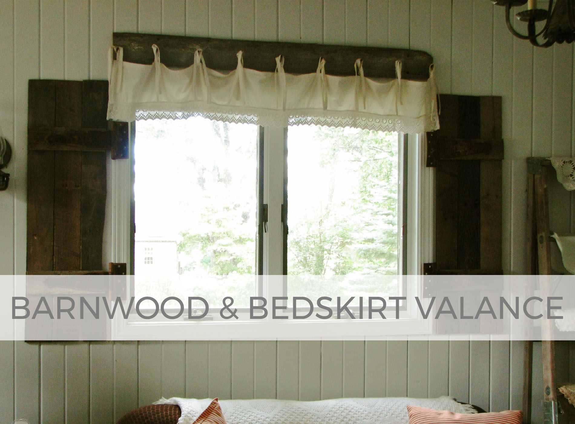 Rustic farmhouse barnwood and bedskirt valance by Larissa of Prodigal Pieces | prodigalpieces.com