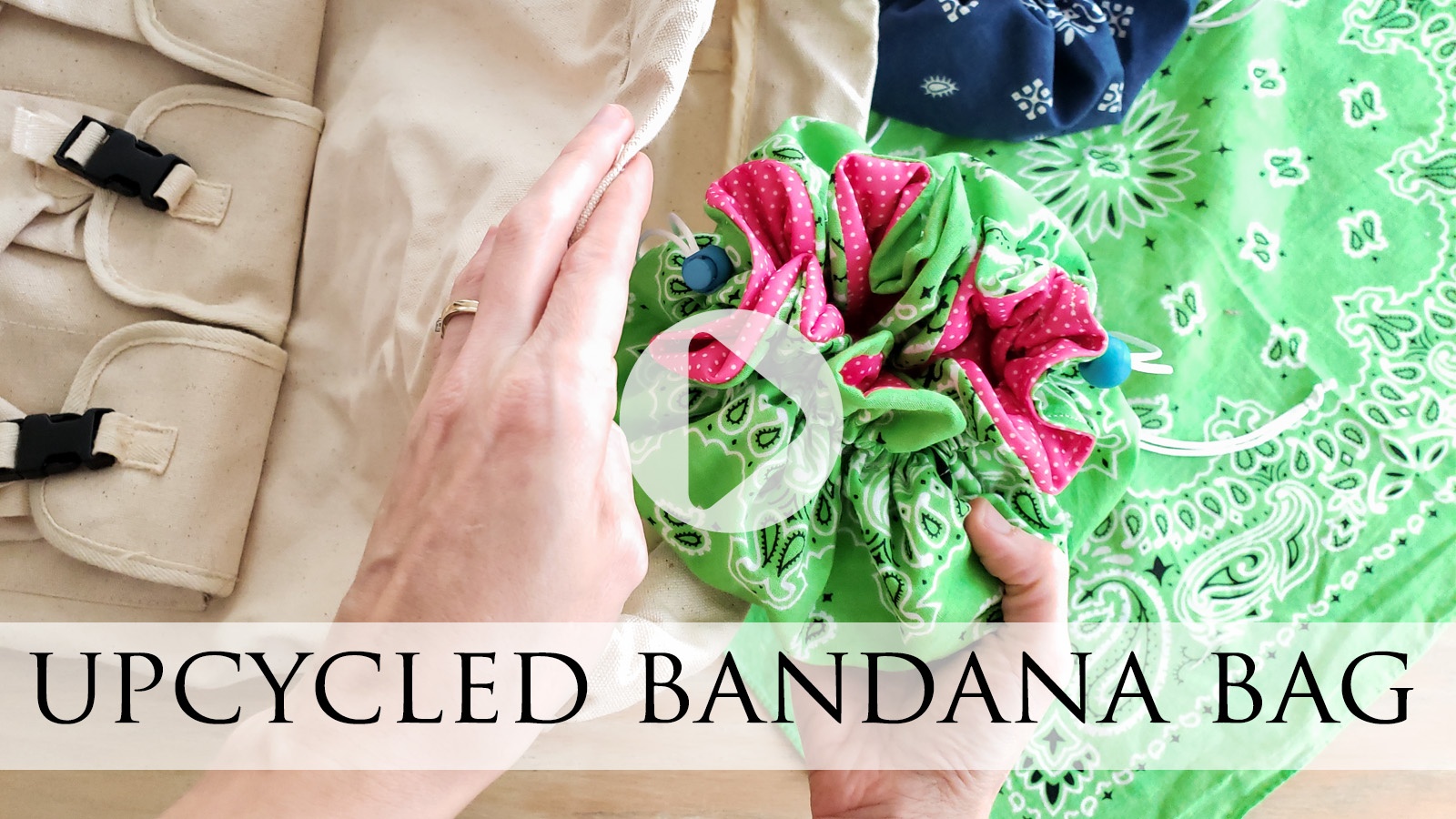 Upcycled Bandana Drawstring Bag Video Tutorial by Larissa of Prodigal Pieces | prodigalpieces.com #prodigalpieces