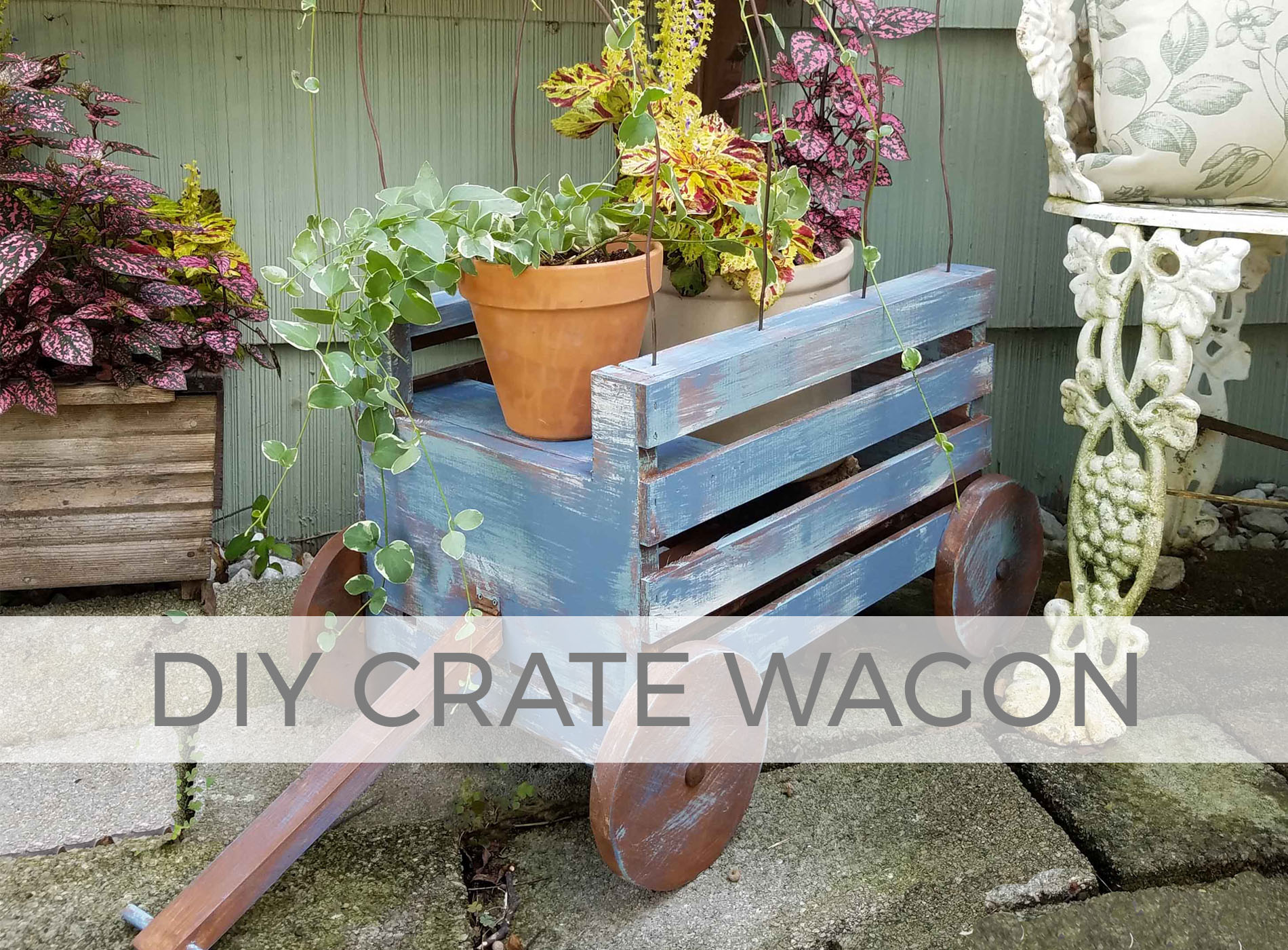 Perfect for any season, this DIY crate wagon is adorable! Free plans by Larissa of Prodigal Pieces | prodigalpieces.com #prodigalpieces
