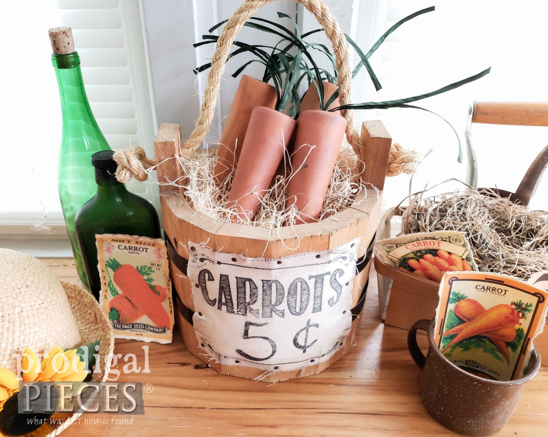 DIY Spring Decor with Upcycled Carrots by Larissa of Prodigal Pieces | prodigalpieces.com #prodigalpieces #diy #crafts #spring #home #homedecor #farmhouse
