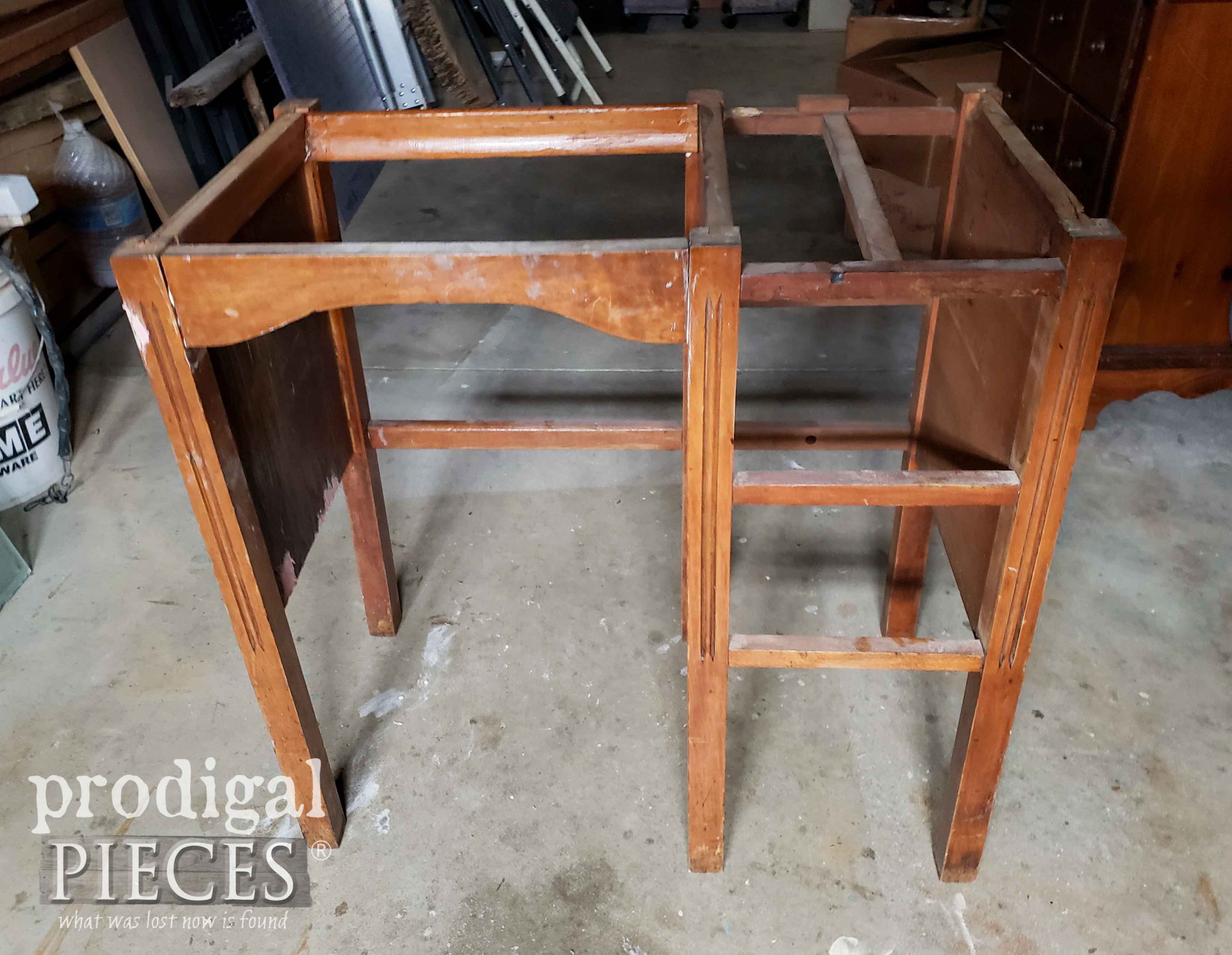 Empty Kid's Desk Frame for Upcycled Play Kitchen | prodigalpieces.com