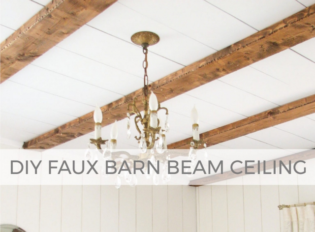 Get farmhouse feel with this faux barn beam ceiling tutorial by Larissa of Prodigal Pieces | prodigalpieces.com #prodigalpieces