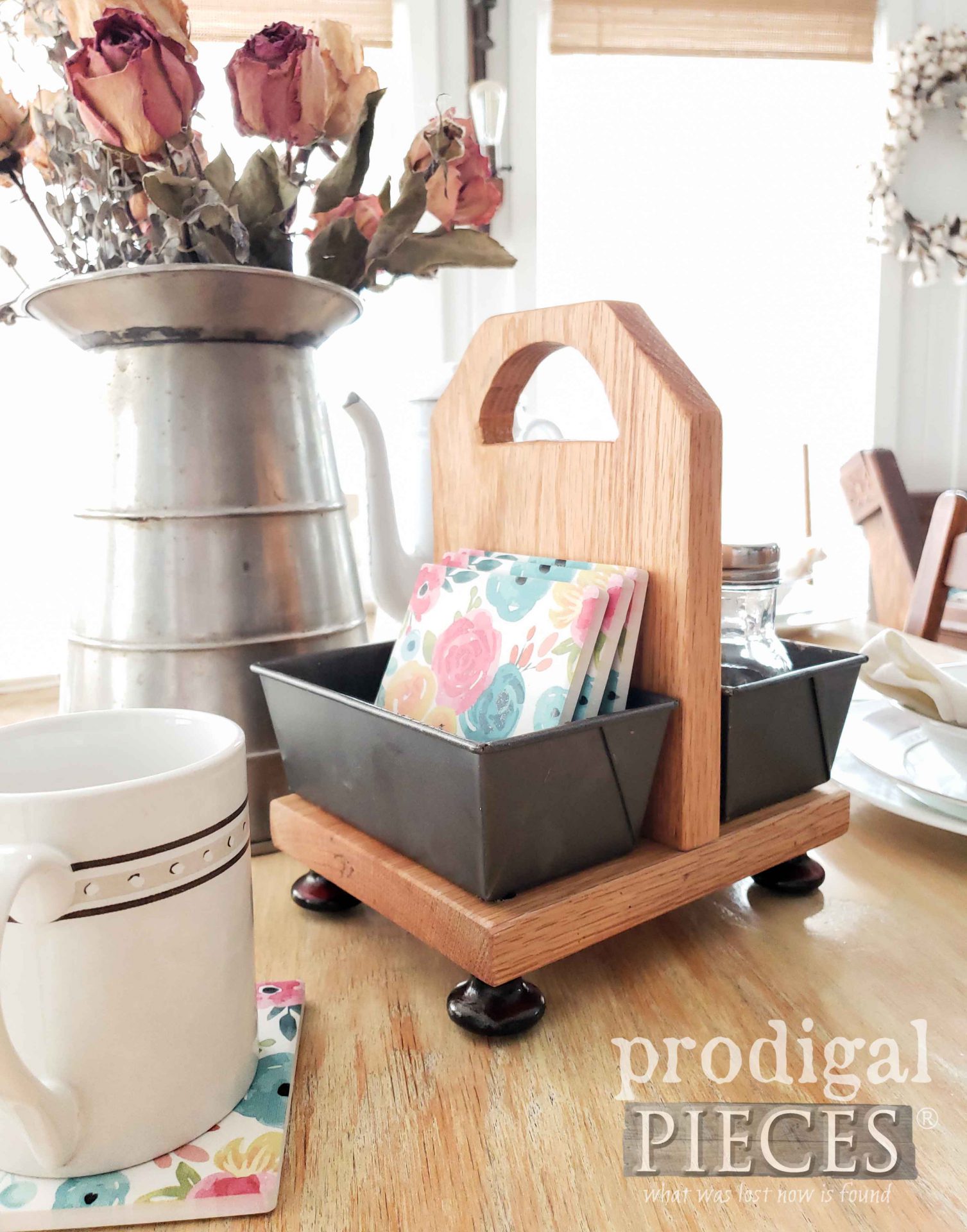 Repurposed Bread Pan Caddy for Home Decor by Larissa of Prodigal Pieces | prodigalpieces.com #prodigalpieces #diy #home #homedecor #farmhouse