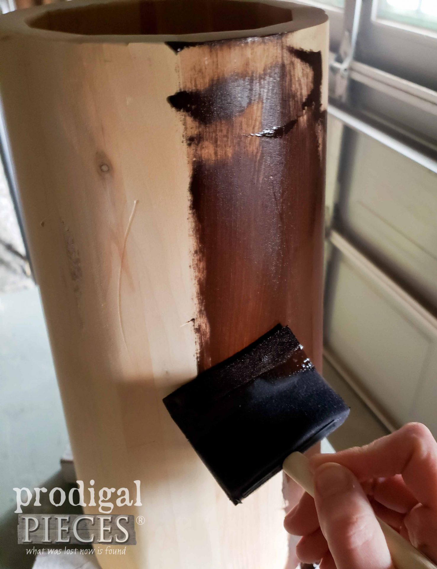 Staining Vintage Butter Churn with Hickory Gel Stain | prodigalpieces.com