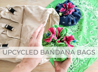 Whip up some upcycled bandana drawstring bags with this video tutorial by Larissa of Prodigal Pieces | prodigalpieces.com #prodigalpieces