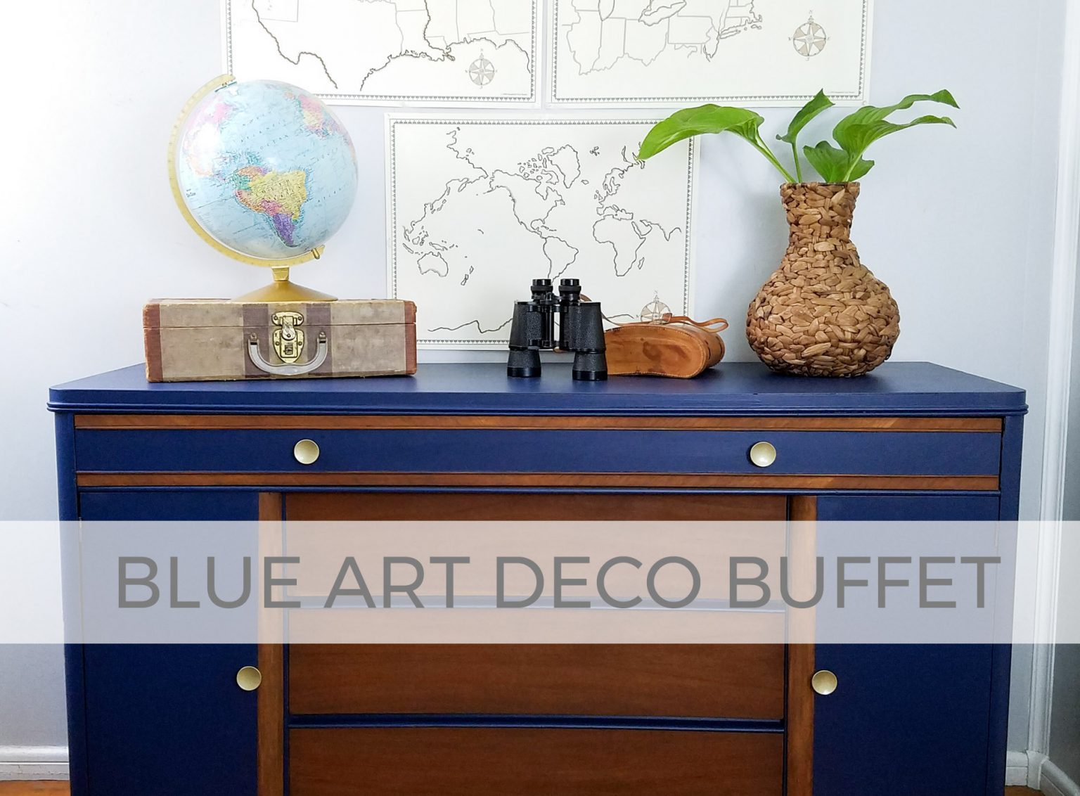 An Art Deco Buffet Makeover in Blue by Livin' Real with Larissa | livinrealwithlarissa.com