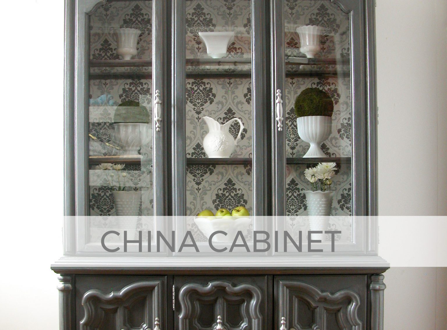 Vintage China Cabinet Gets Wallpaper Makeover by Livin' Real with Larissa | livinrealwithlarissa.com #livinrealwithlarissa
