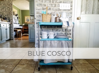 Vintage Cosco Cart Refinished in Blue with Skirt by Larissa of Prodigal Pieces | prodigalpieces.com