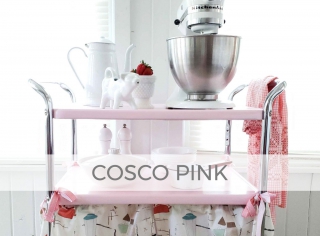 Vintage Cosco Cart Refinished in Pink with Skirt by Larissa of Prodigal Pieces | prodigalpieces.com