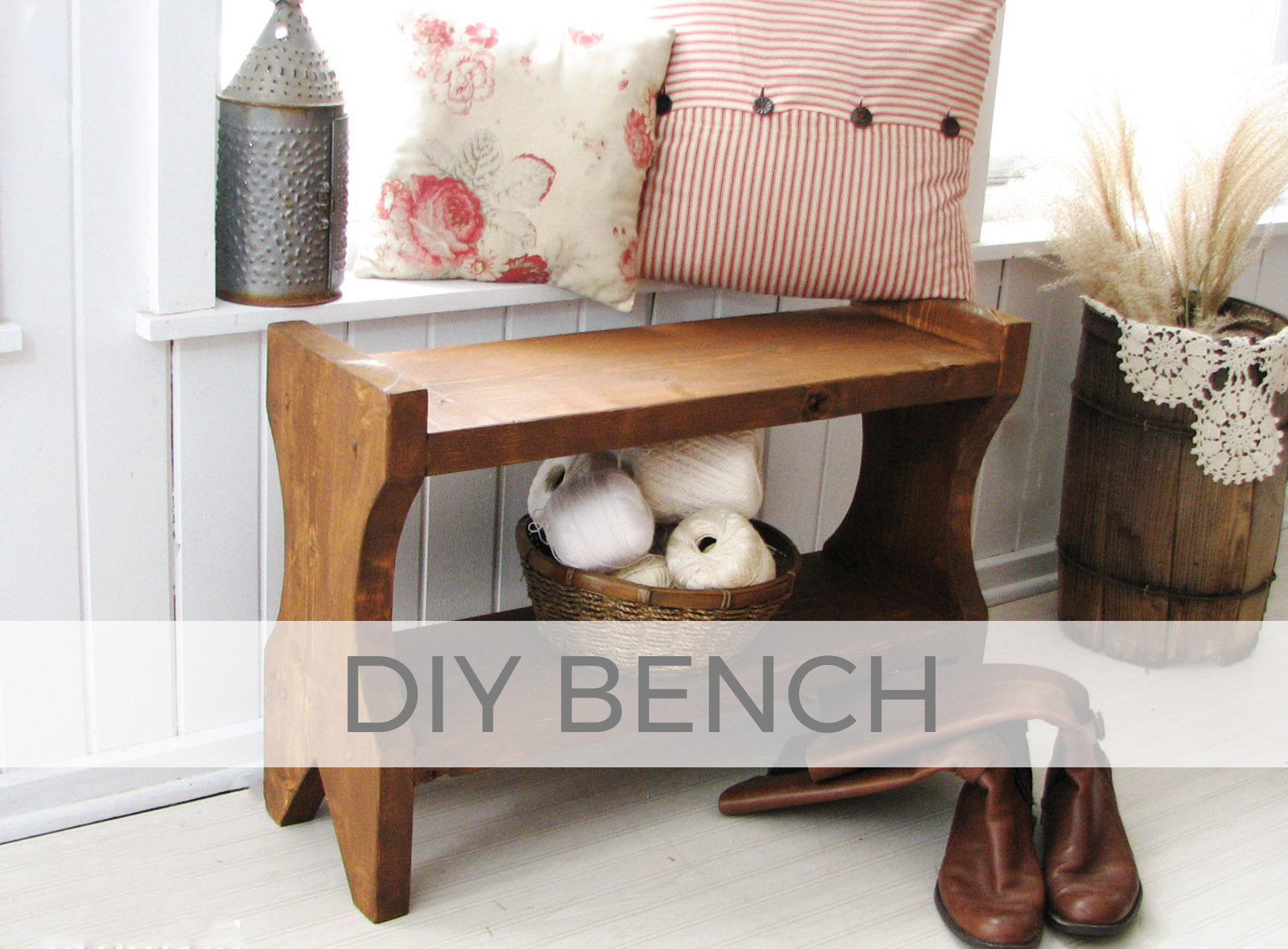 Build this farmhouse wooden bench with plans by Larissa of Prodigal Pieces | prodigalpieces.com