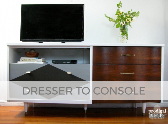 Curbside Dresser turned Entertainment Console by Larissa of Prodigal Pieces | prodigalpieces.com