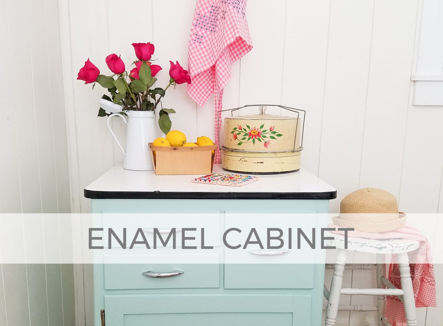 Antique Hoosier Enamel Cabinet Restoration by Livin' Real with Larissa | livinrealwithlarissa.com #livinrealwithlarissa