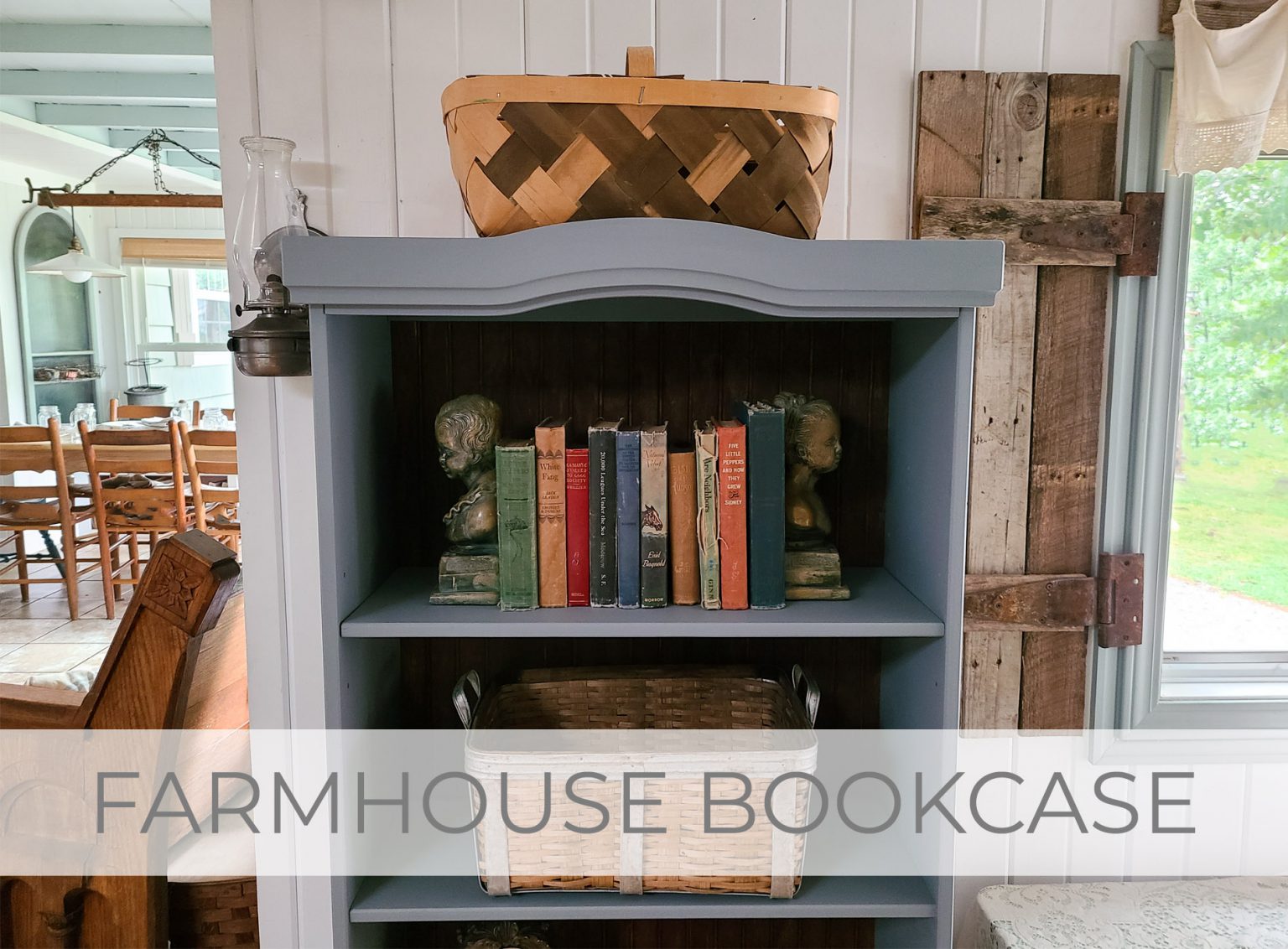 Farmhouse Bookcase Makeover by Livin' Real with Larissa | livinrealwithlarissa.com #livinrealwithlarissa