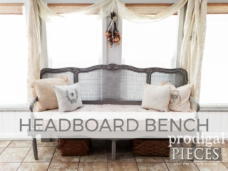 Custom French Provincial Headboard Bench with Tufted French Mattress by Larissa of Prodigal Pieces | prodigalpieces.com