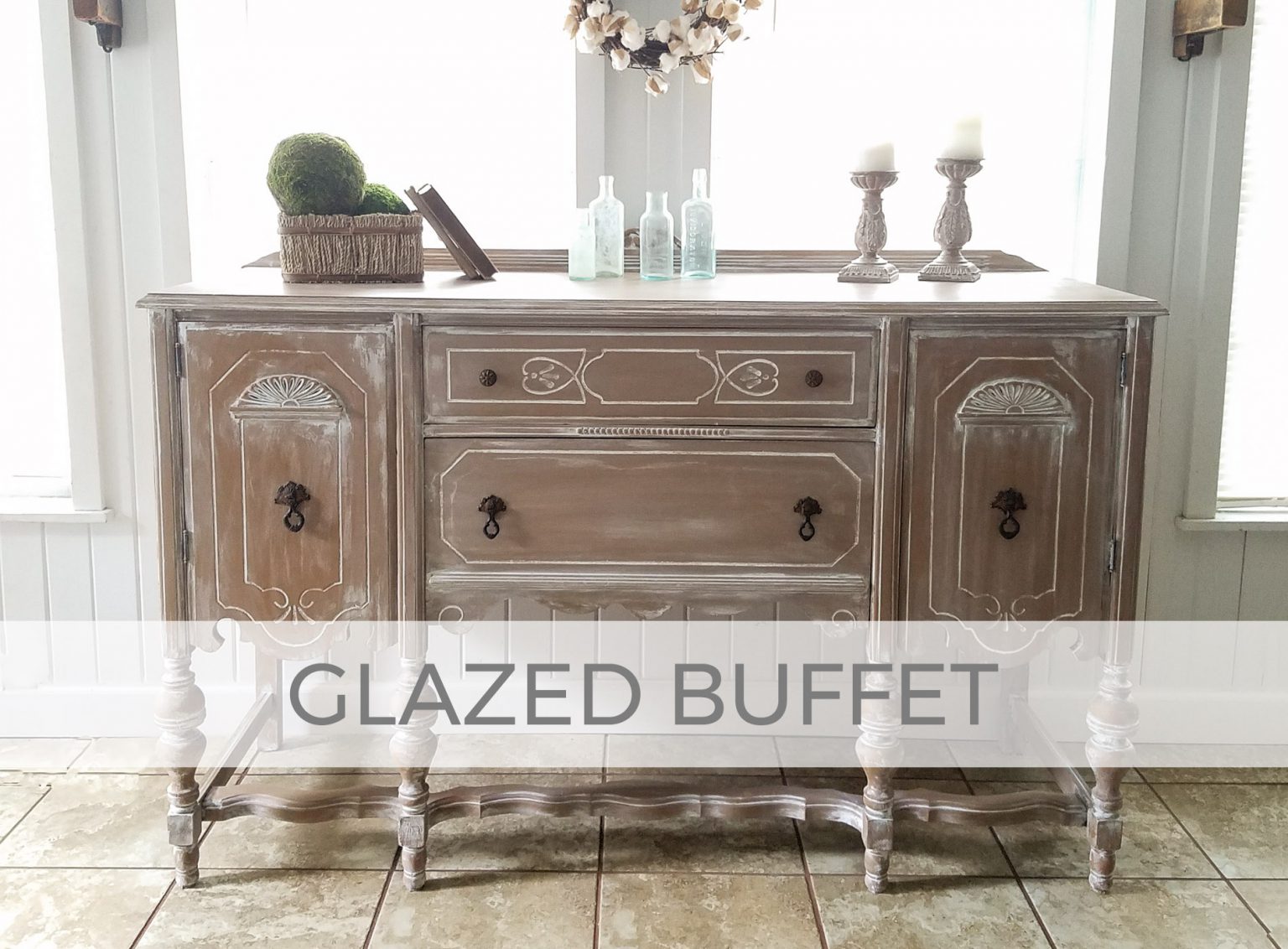 Glazing Technique for Antique Buffet by Livin' Real with Larissa | livinrealwithlarissa.com