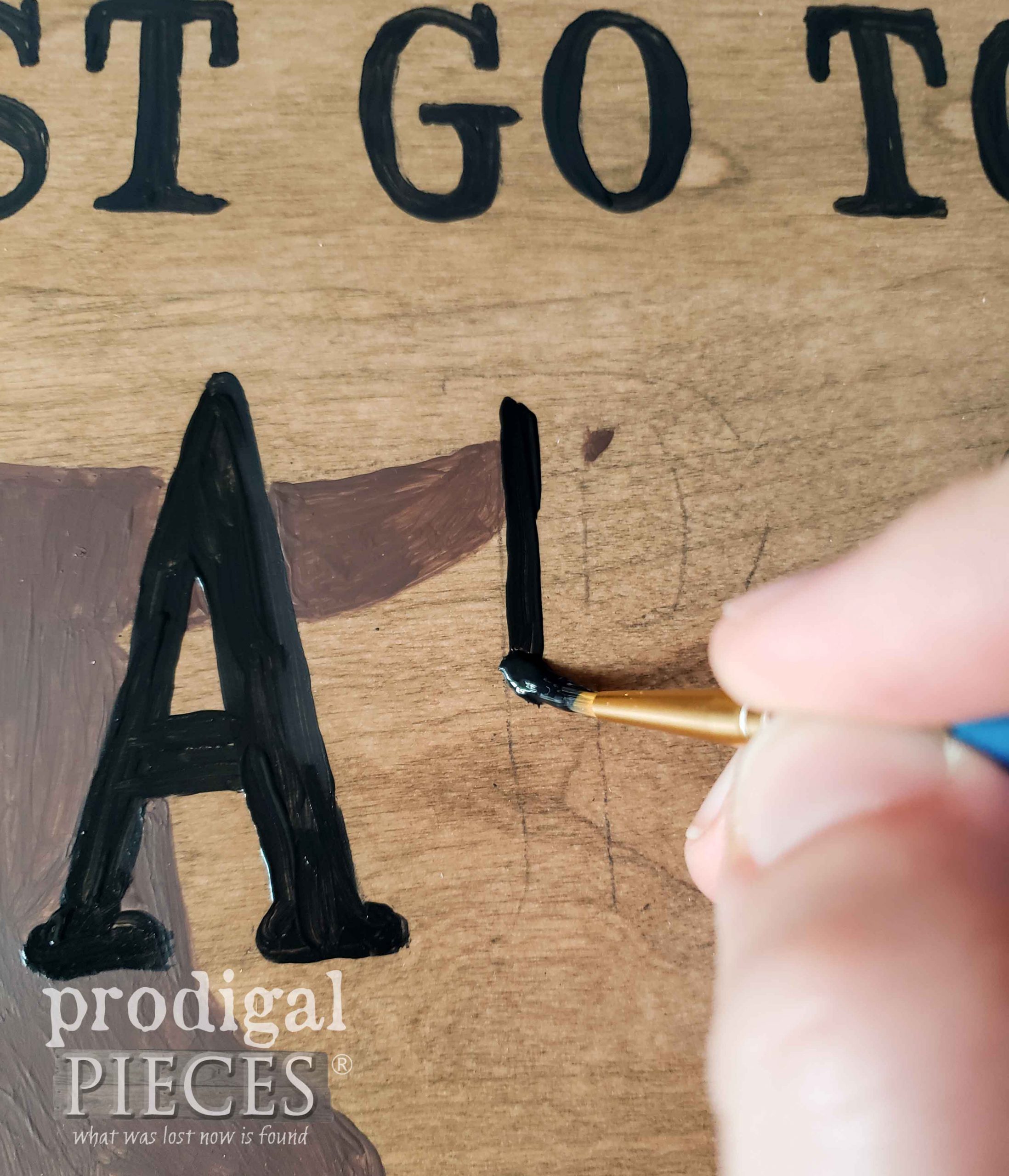 Hand-Painting Typography on Upcycled Pet Organizer by Larissa of Prodigal Pieces | prodigalpieces.com 