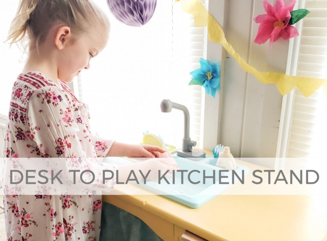 Child's Desk Upcycled into Play Kitchen with Running Water by Larissa of Prodigal Pieces | prodigalpieces.com