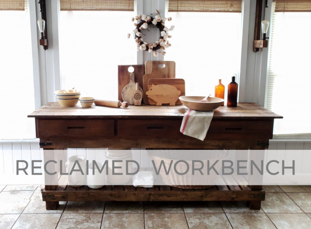 Rustic Farmhouse Reclaimed Workbench built by Larissa of Prodigal Pieces | prodigalpieces.com
